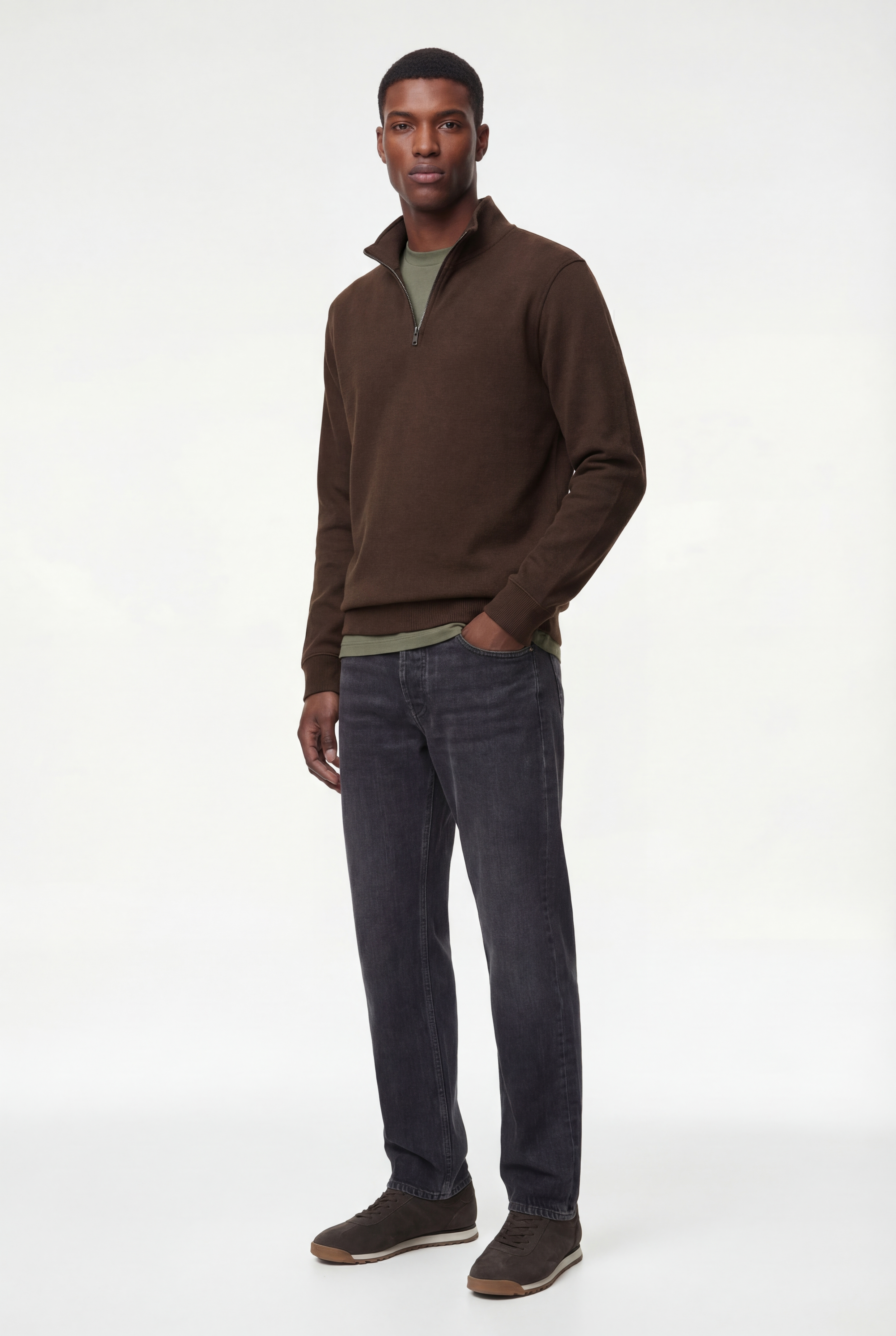   Regular Fit Uzun Kollu Yarım Fermuarlı Sweatshirt