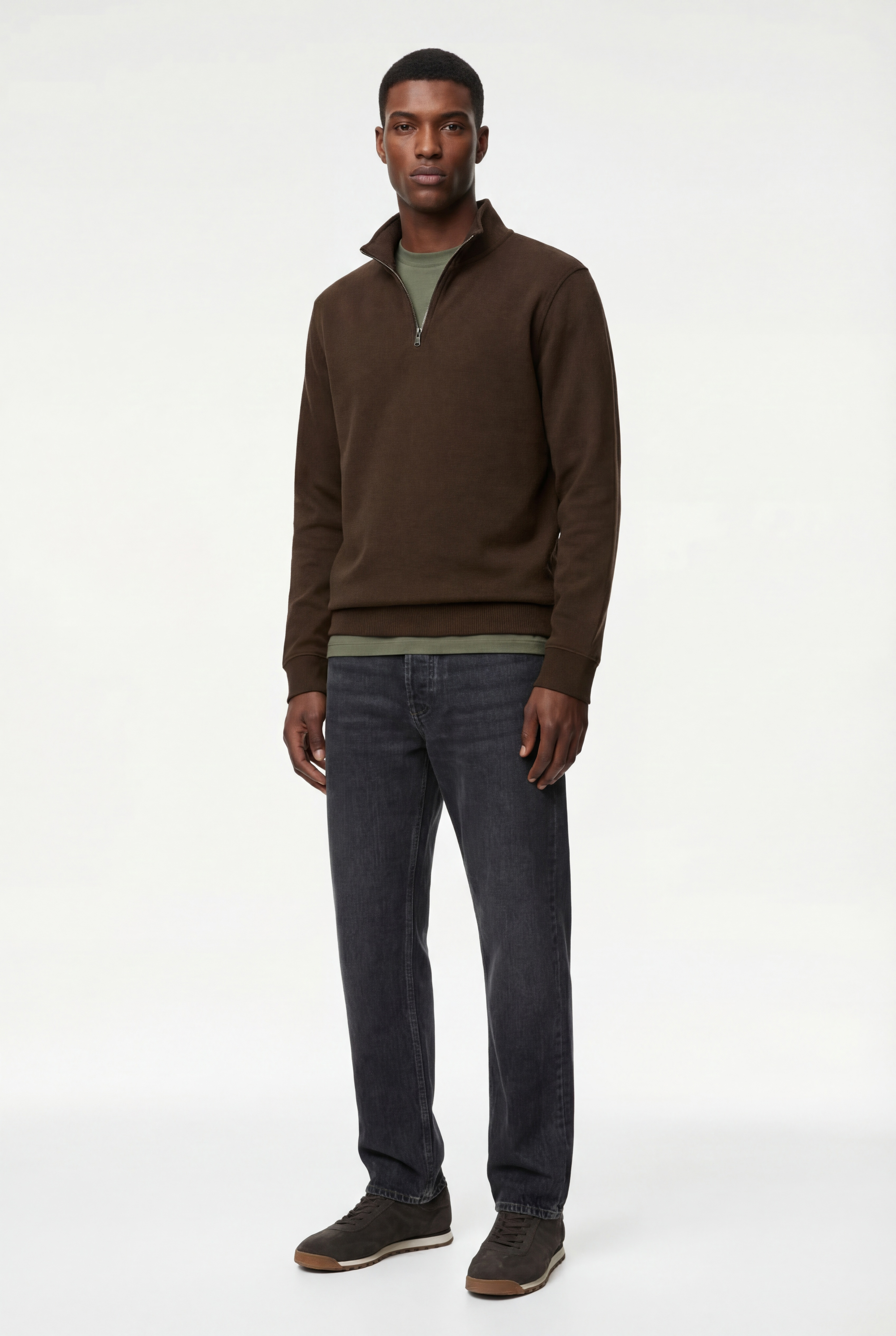   Regular Fit Uzun Kollu Yarım Fermuarlı Sweatshirt