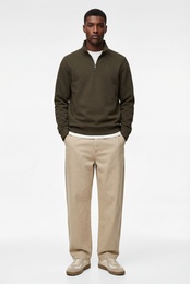 Uzun Kollu Şardonlu Basic Yarım Fermuarlı Sweatshirt