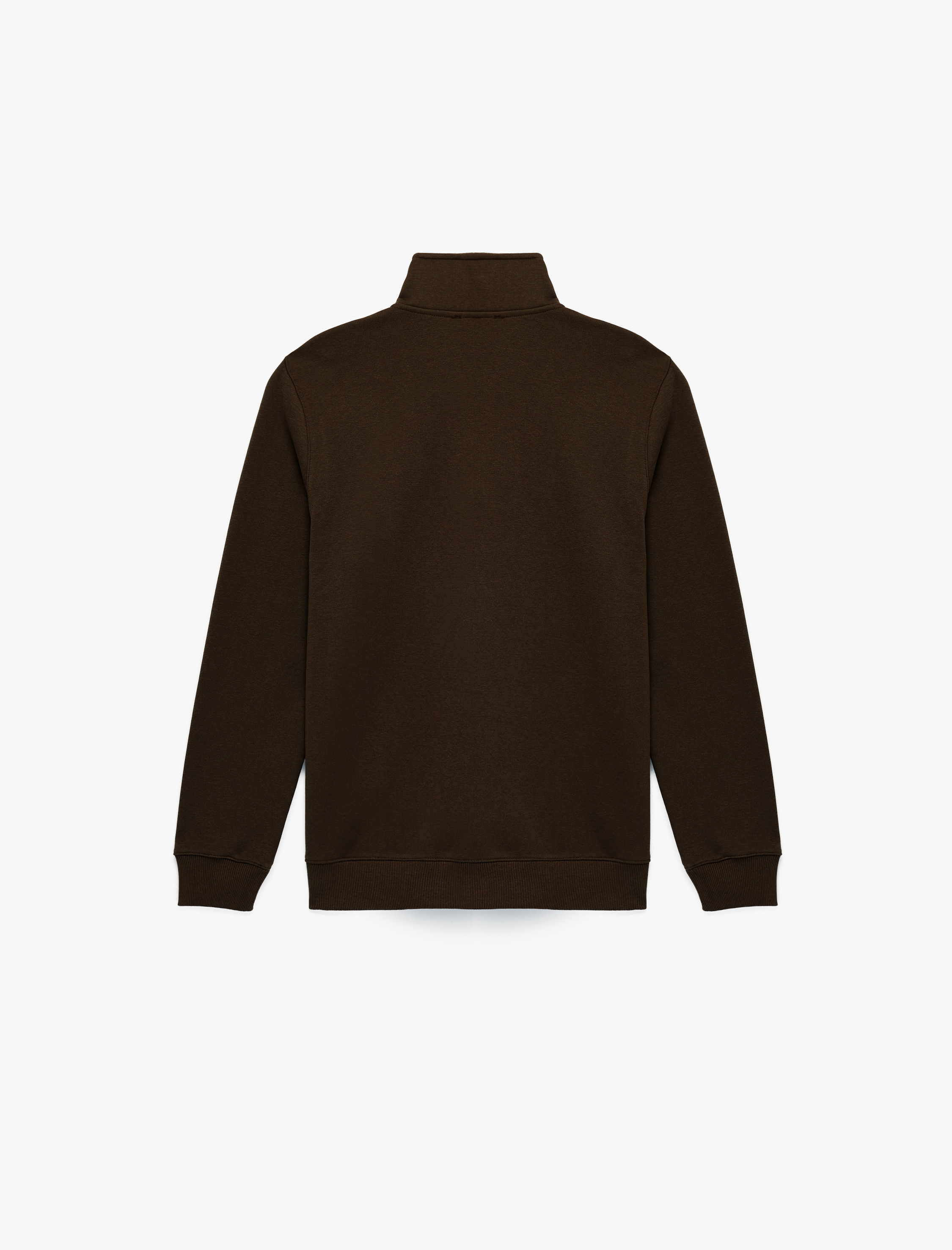   Uzun Kollu Şardonlu Basic Yarım Fermuarlı Sweatshirt