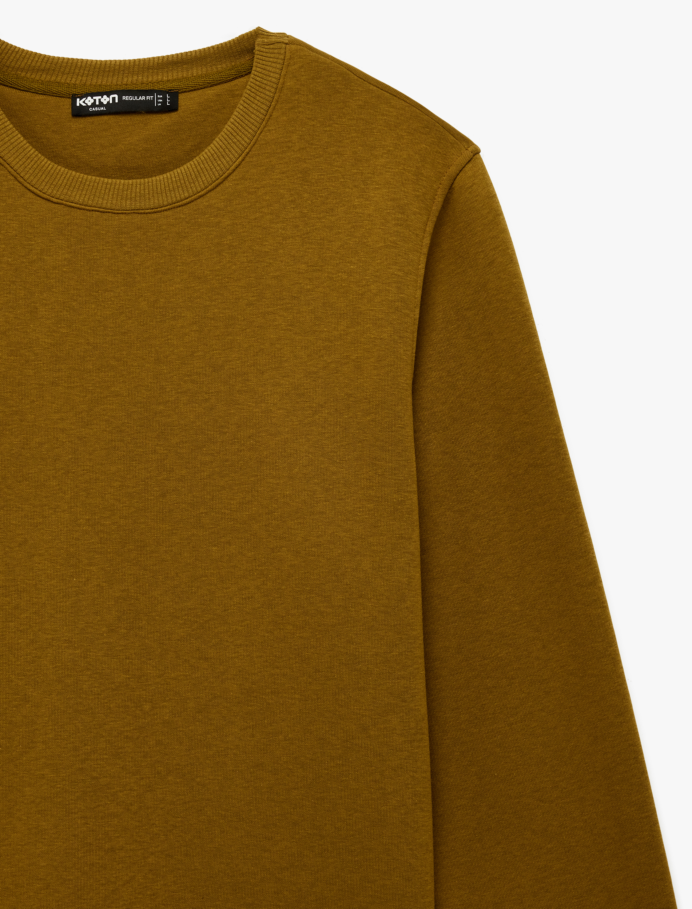   Pamuklu Uzun Kollu Şardonlu Bisiklet Yaka Erkek Basic Sweatshirt