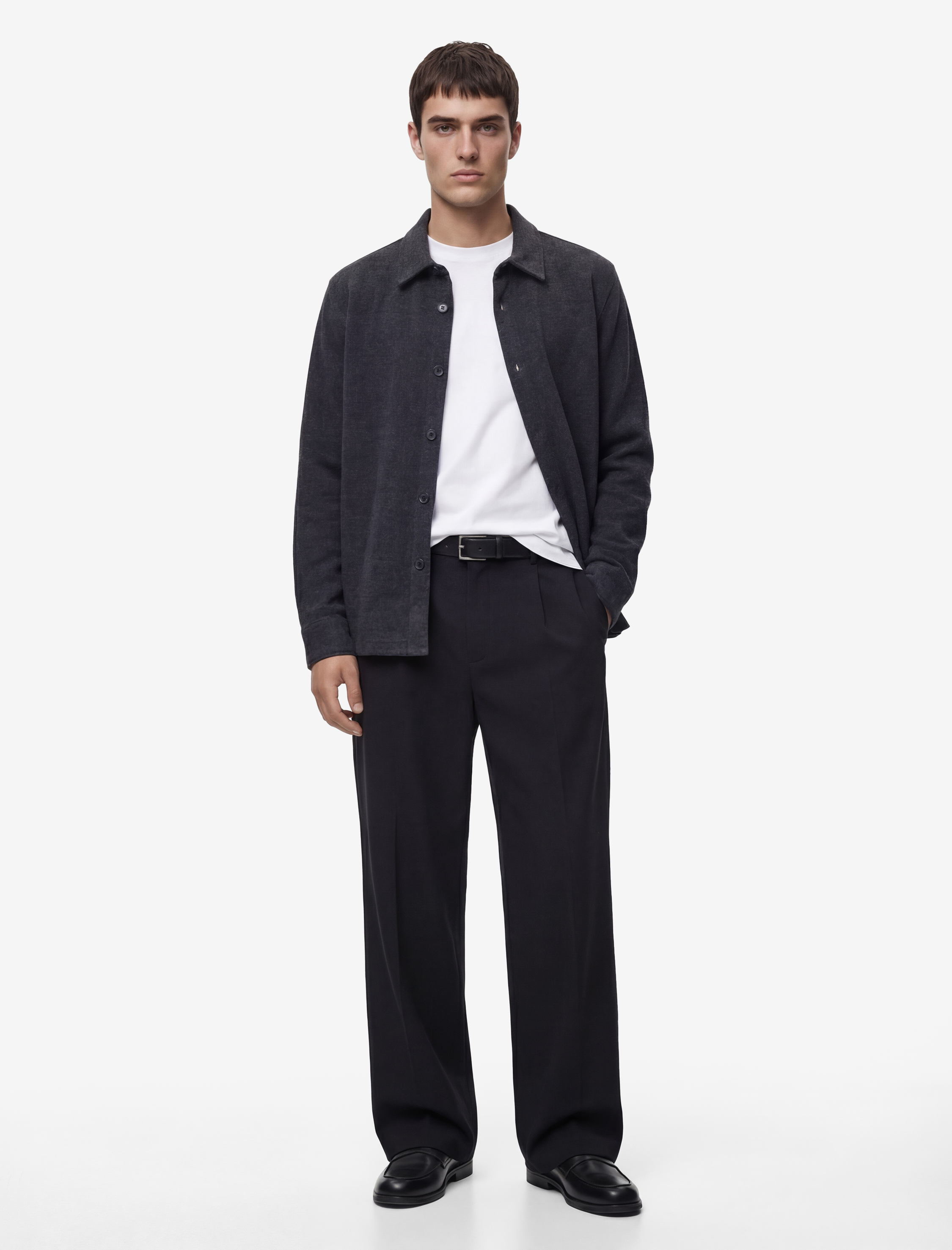   Regular Fit Klasik Yaka Uzun Kollu Kaşe Gömlek