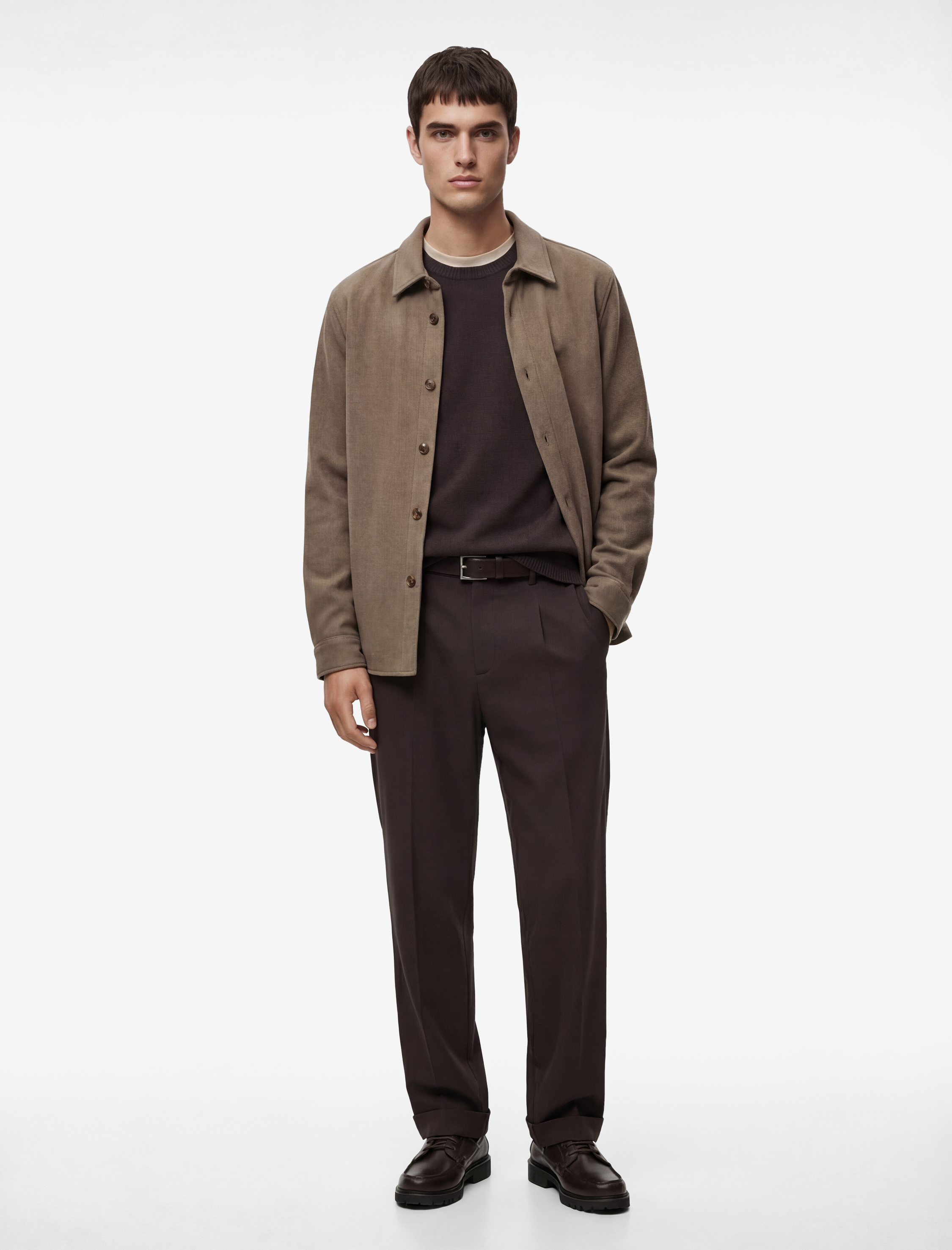   Regular Fit Klasik Yaka Uzun Kollu Kaşe Gömlek