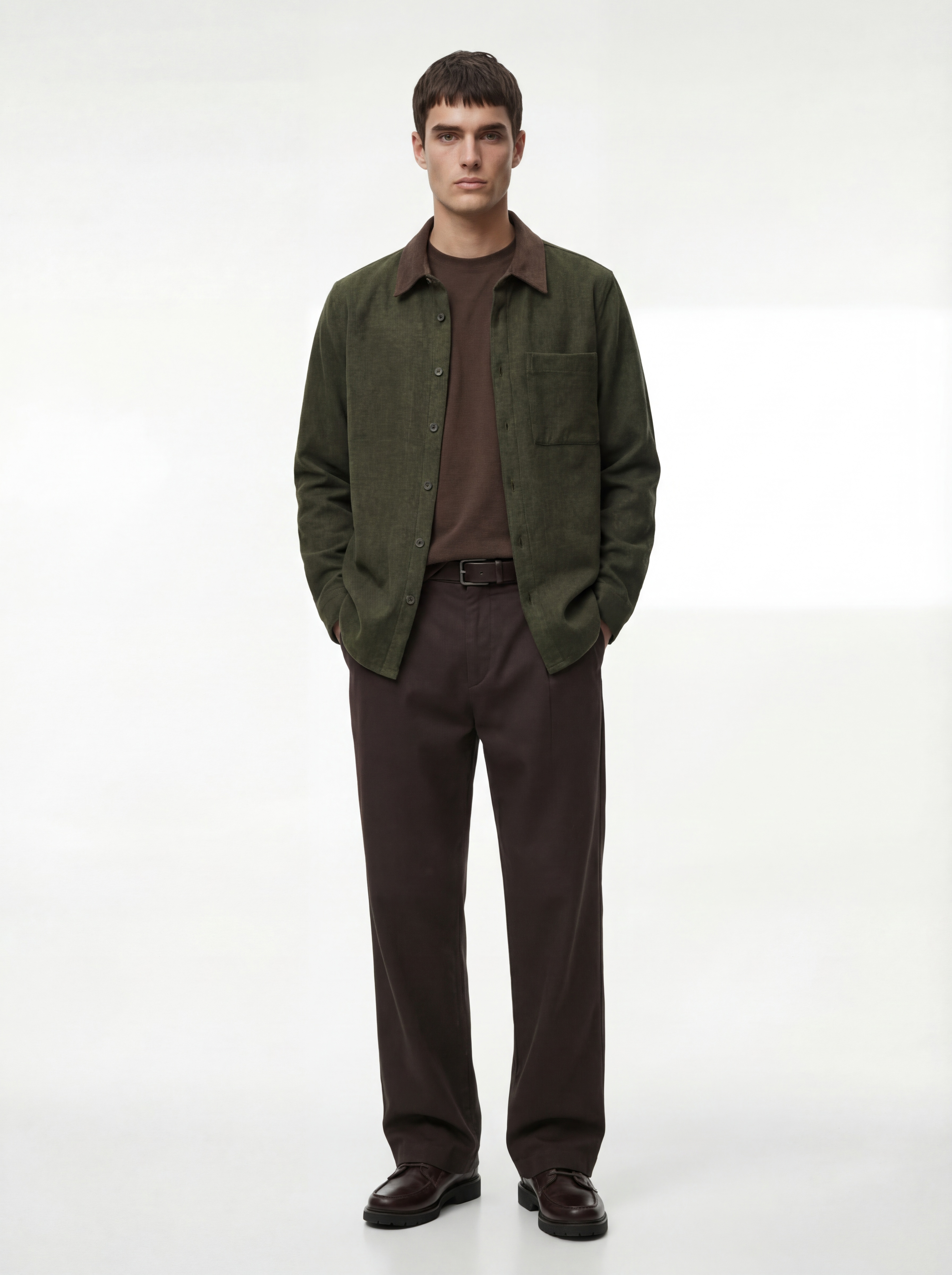   Regular Fit Cepli Renk Kontrastlı Klasik Yaka Uzun Kollu Gömlek