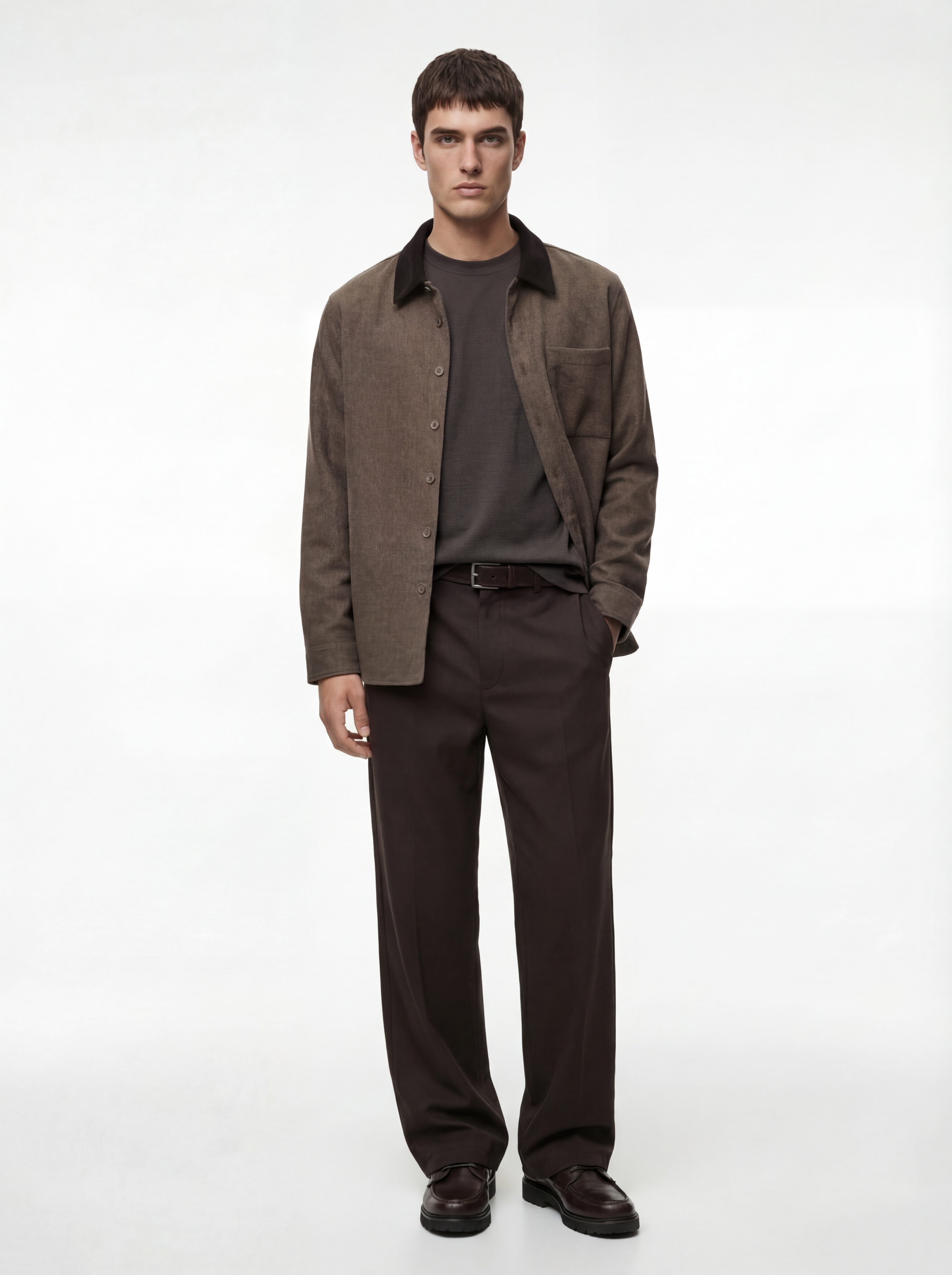   Regular Fit Cepli Renk Kontrastlı Klasik Yaka Uzun Kollu Gömlek