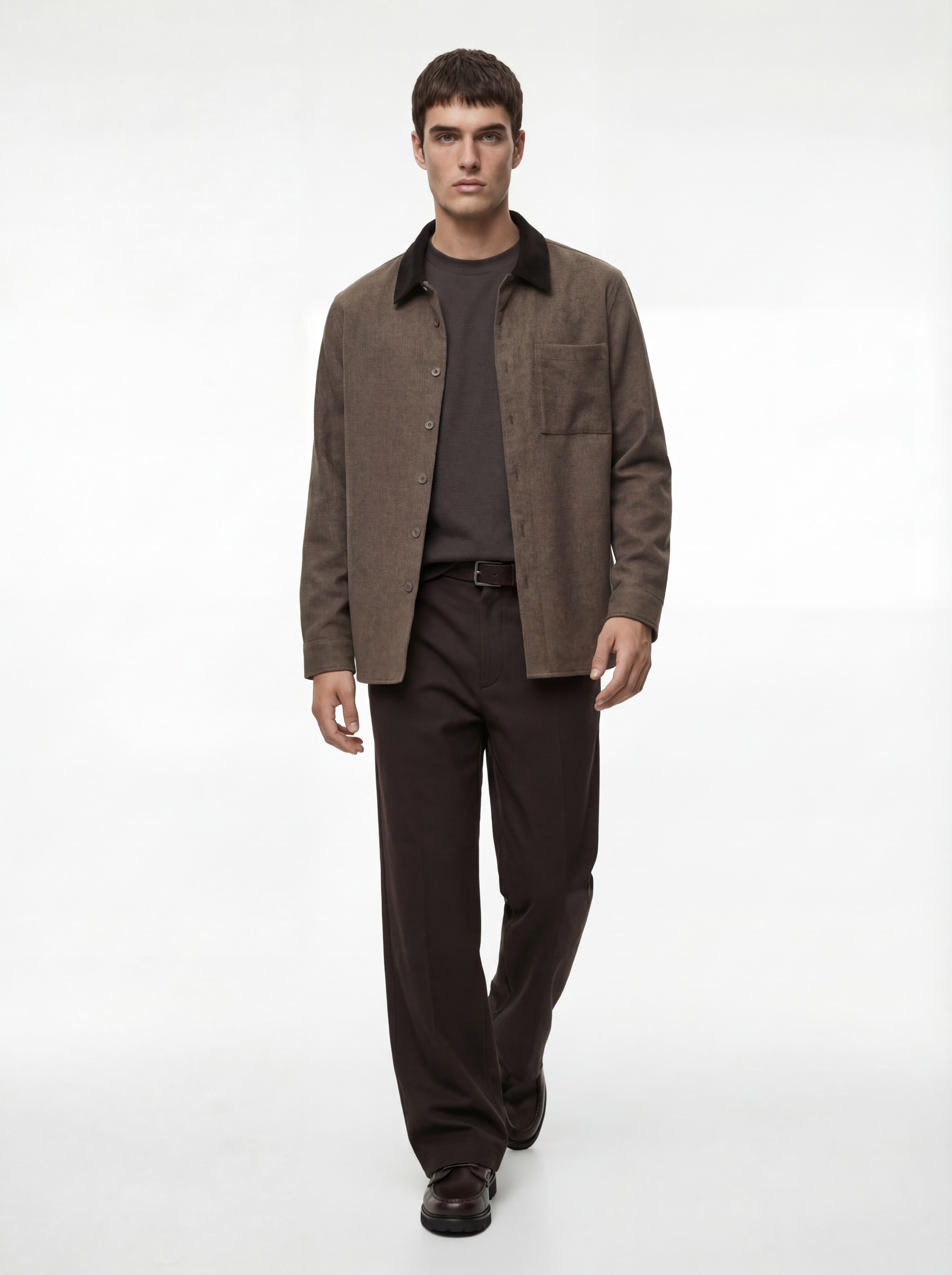   Regular Fit Cepli Renk Kontrastlı Klasik Yaka Uzun Kollu Gömlek