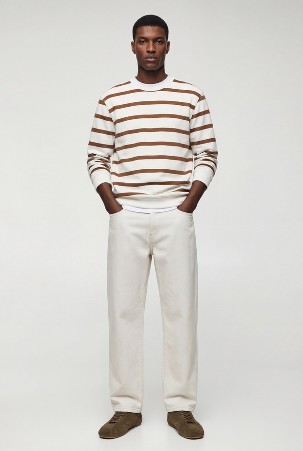  Uzun Kollu Bisiklet Yaka Şardonlu Regular Fit Sweatshirt