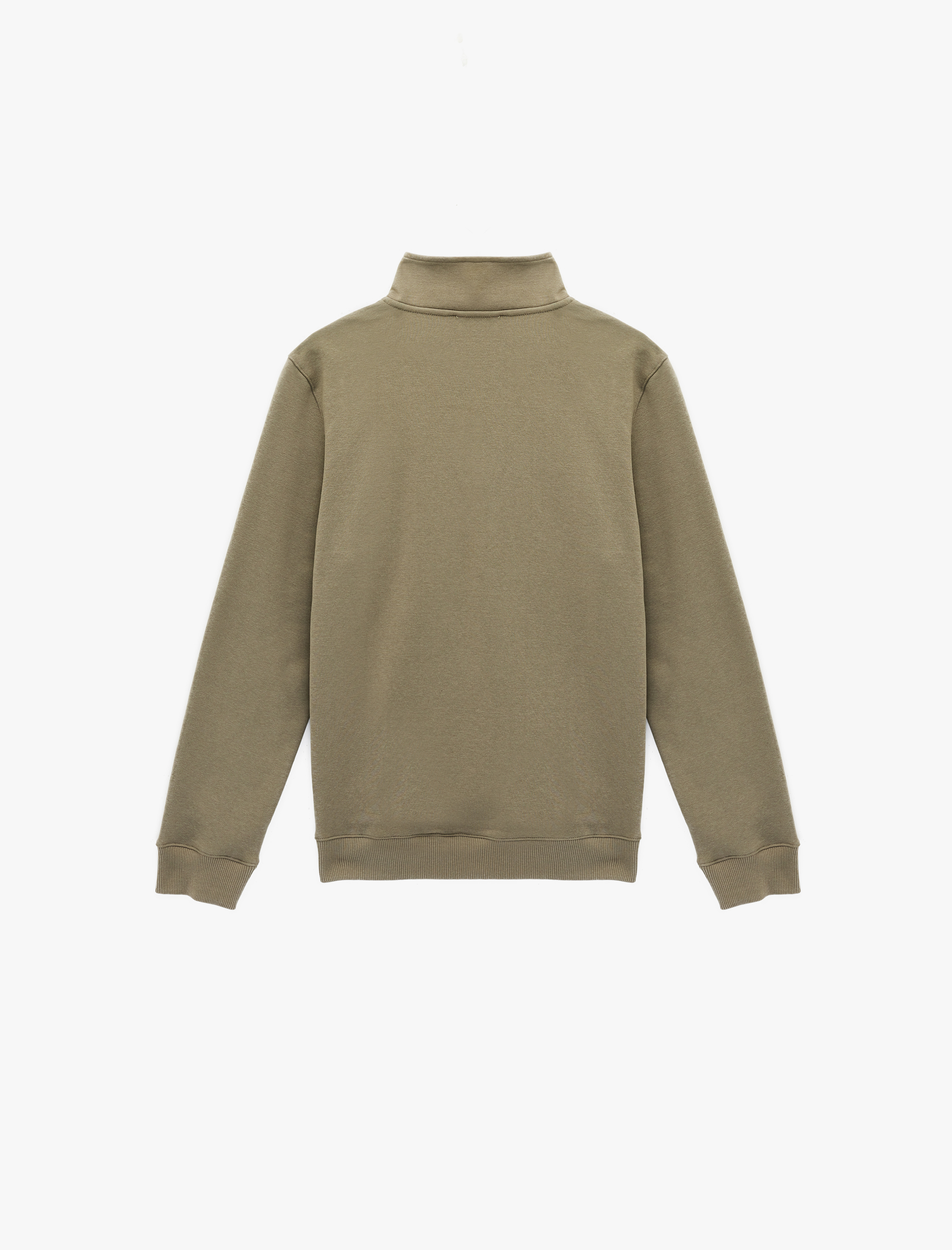   Uzun Kollu Şardonlu Basic Yarım Fermuarlı Sweatshirt