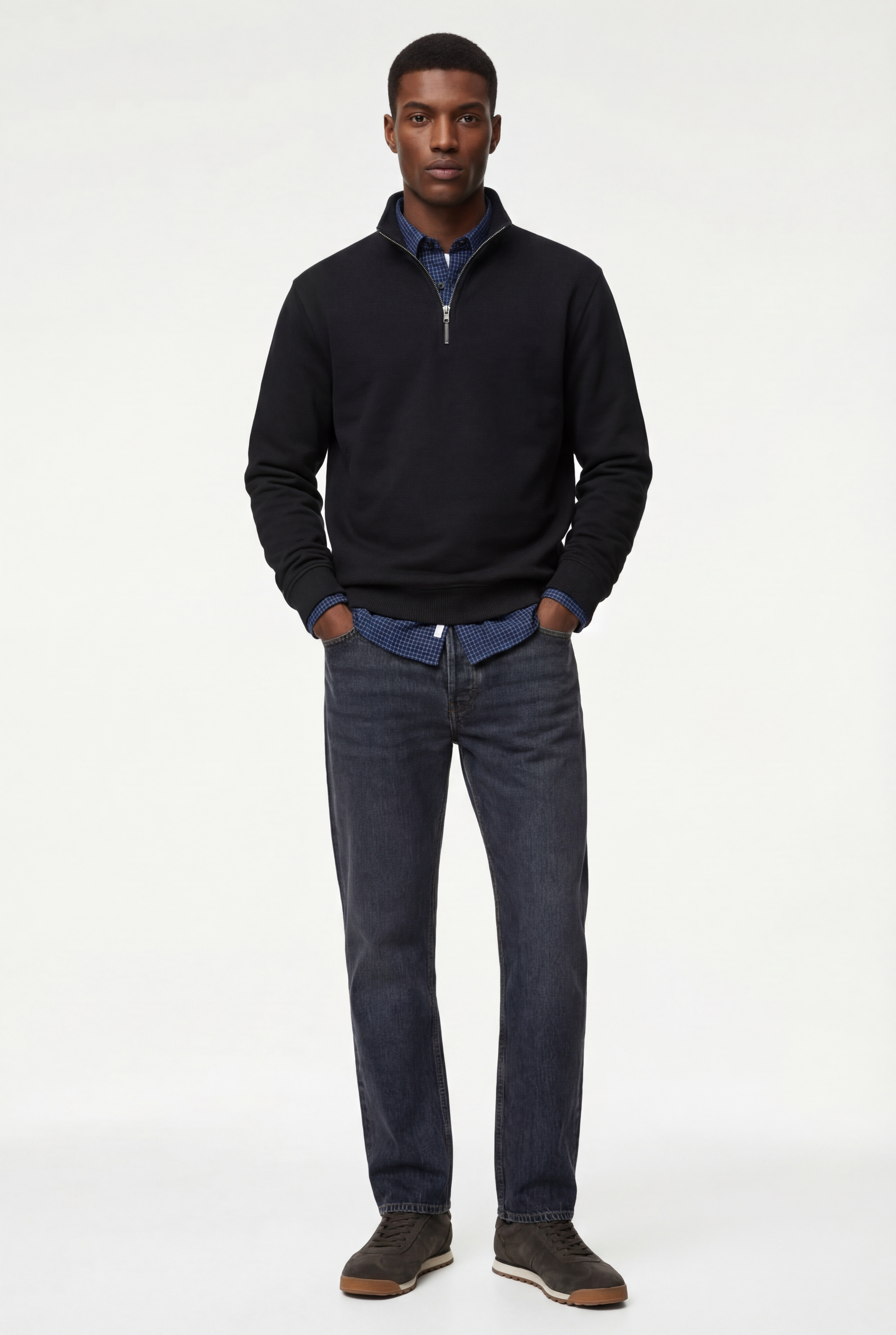   Regular Fit Uzun Kollu Yarım Fermuarlı Sweatshirt