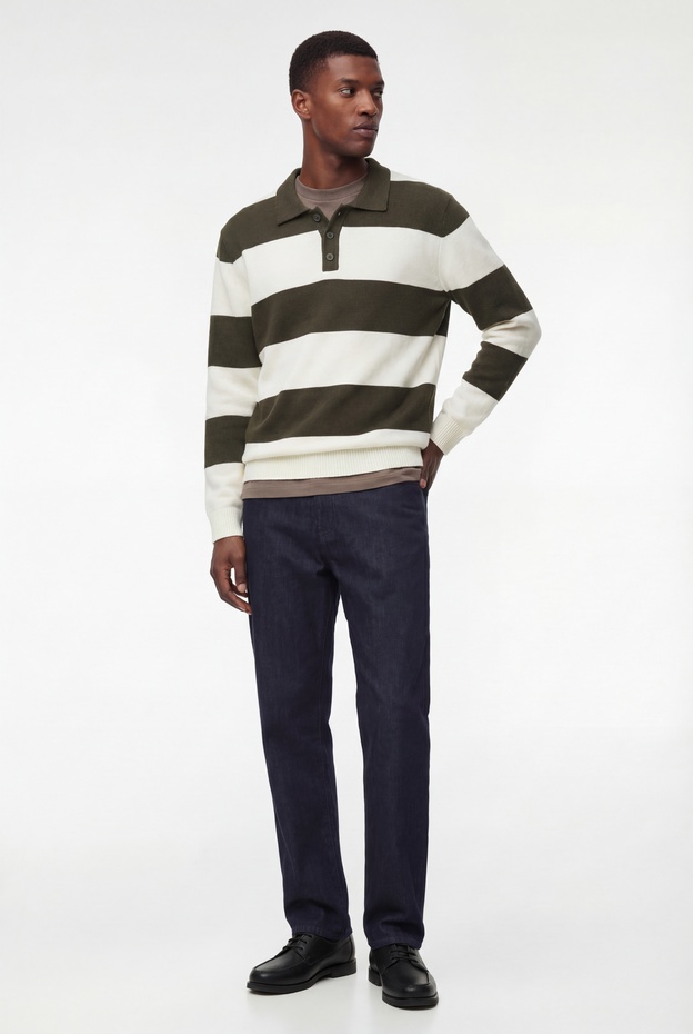  Regular Fit Uzun Kollu Polo Yaka Kışlık Triko Kazak