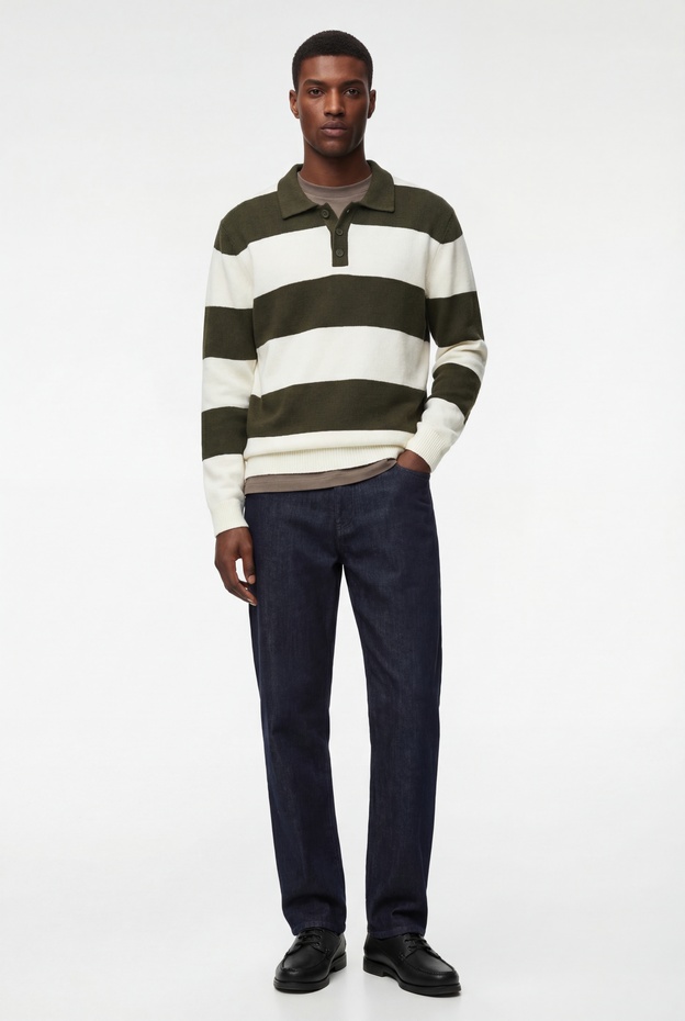  Regular Fit Uzun Kollu Polo Yaka Kışlık Triko Kazak