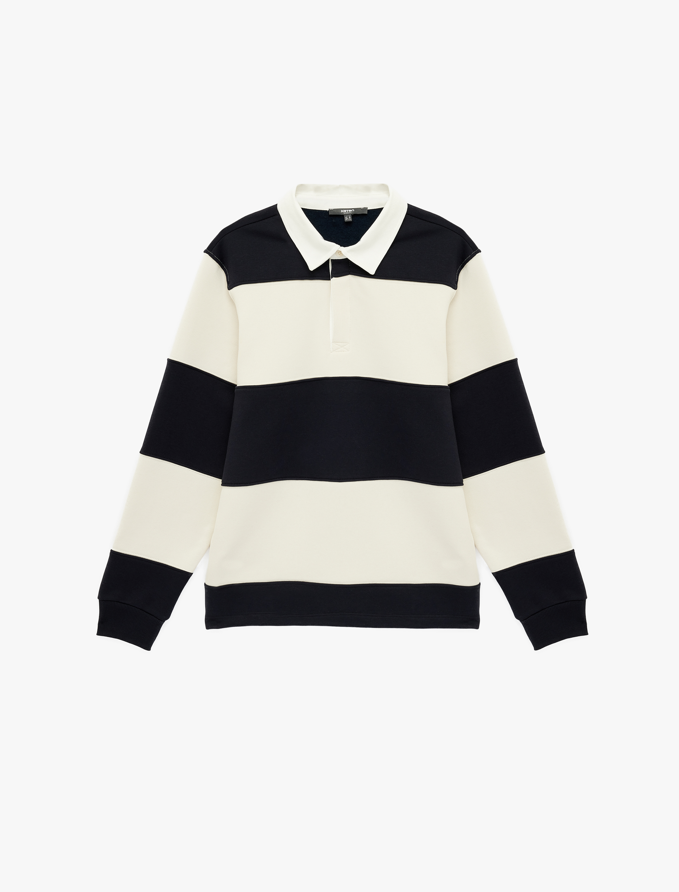   Regular Fit Renk Bloklu Şardonlu Uzun Kollu Polo Yaka Sweatshirt