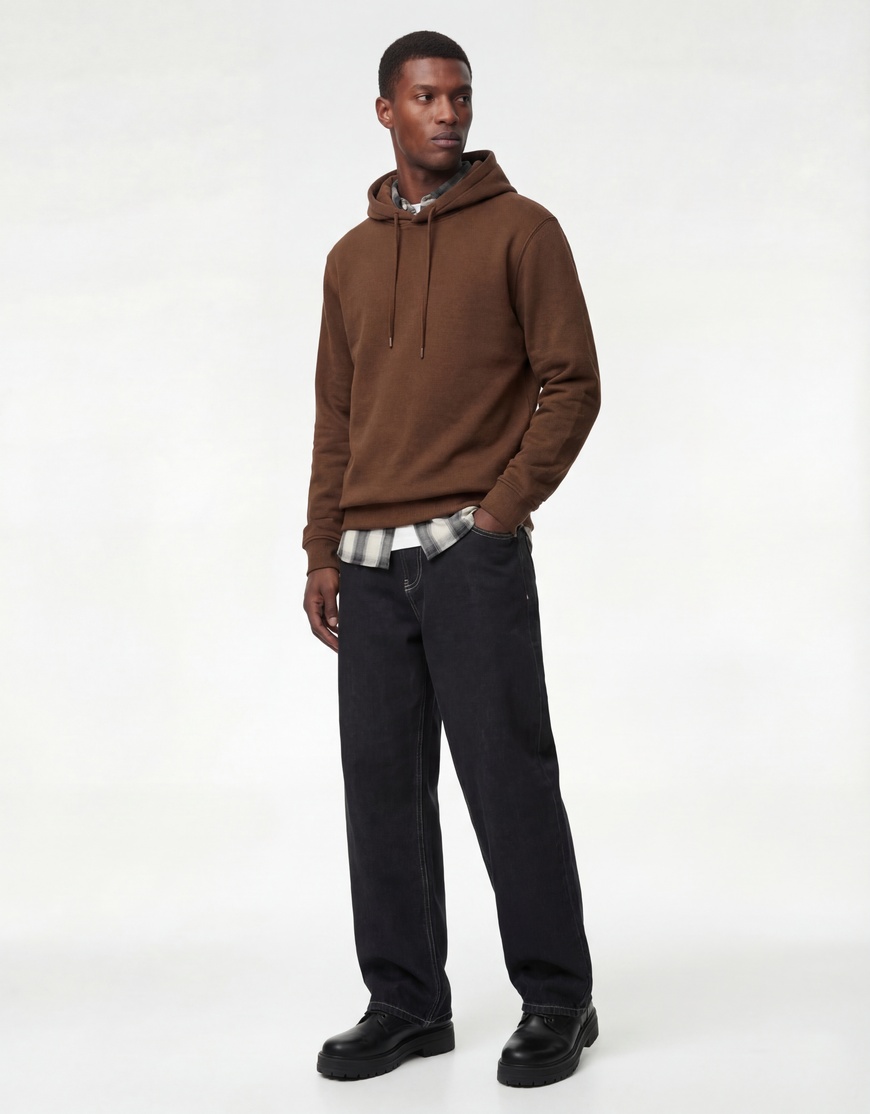 Koton Erkek Şardonlu Uzun Kollu Basic Kapşonlu Sweatshirt
