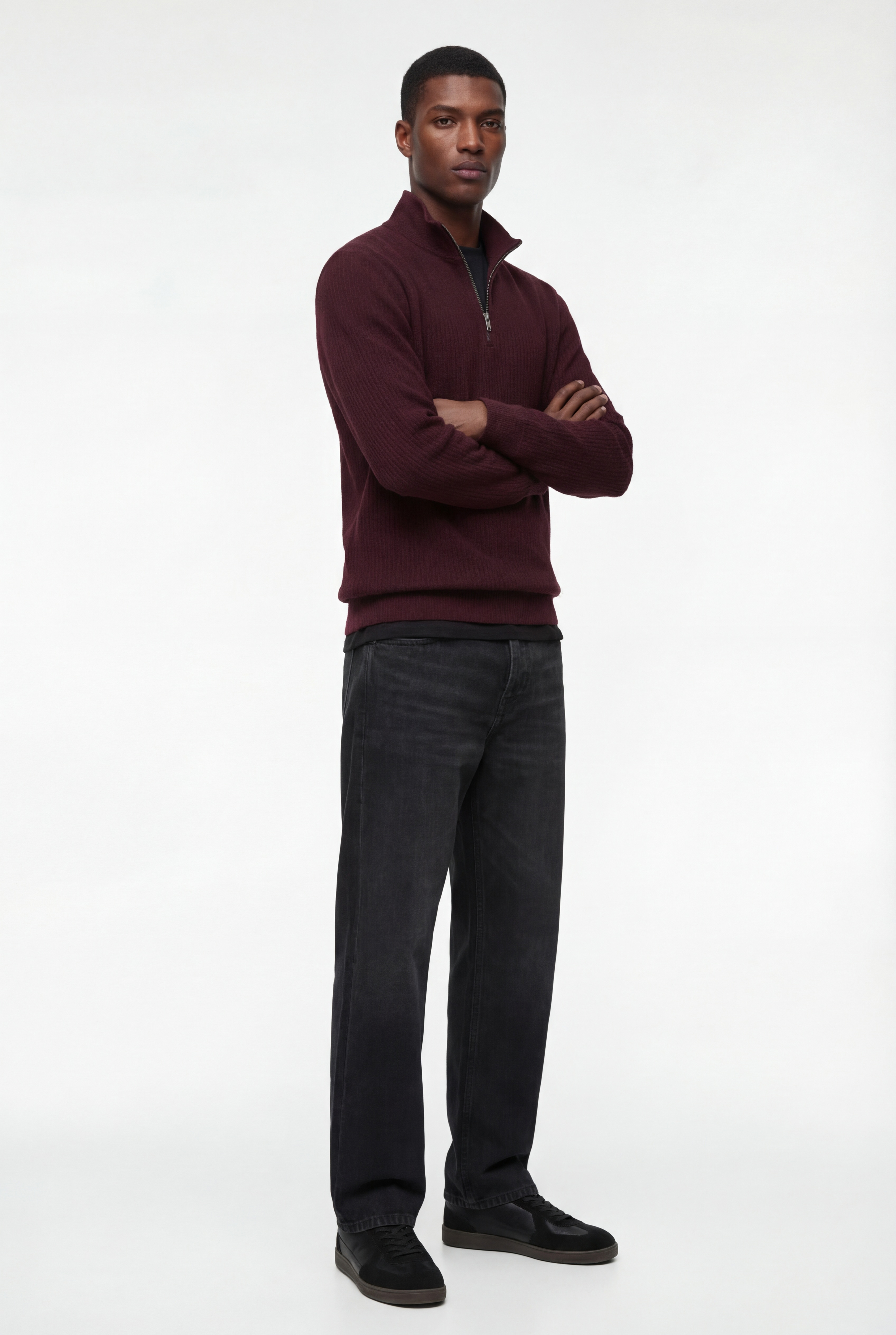   Regular Fit Uzun Kollu Yarım Fermuarlı Sweatshirt