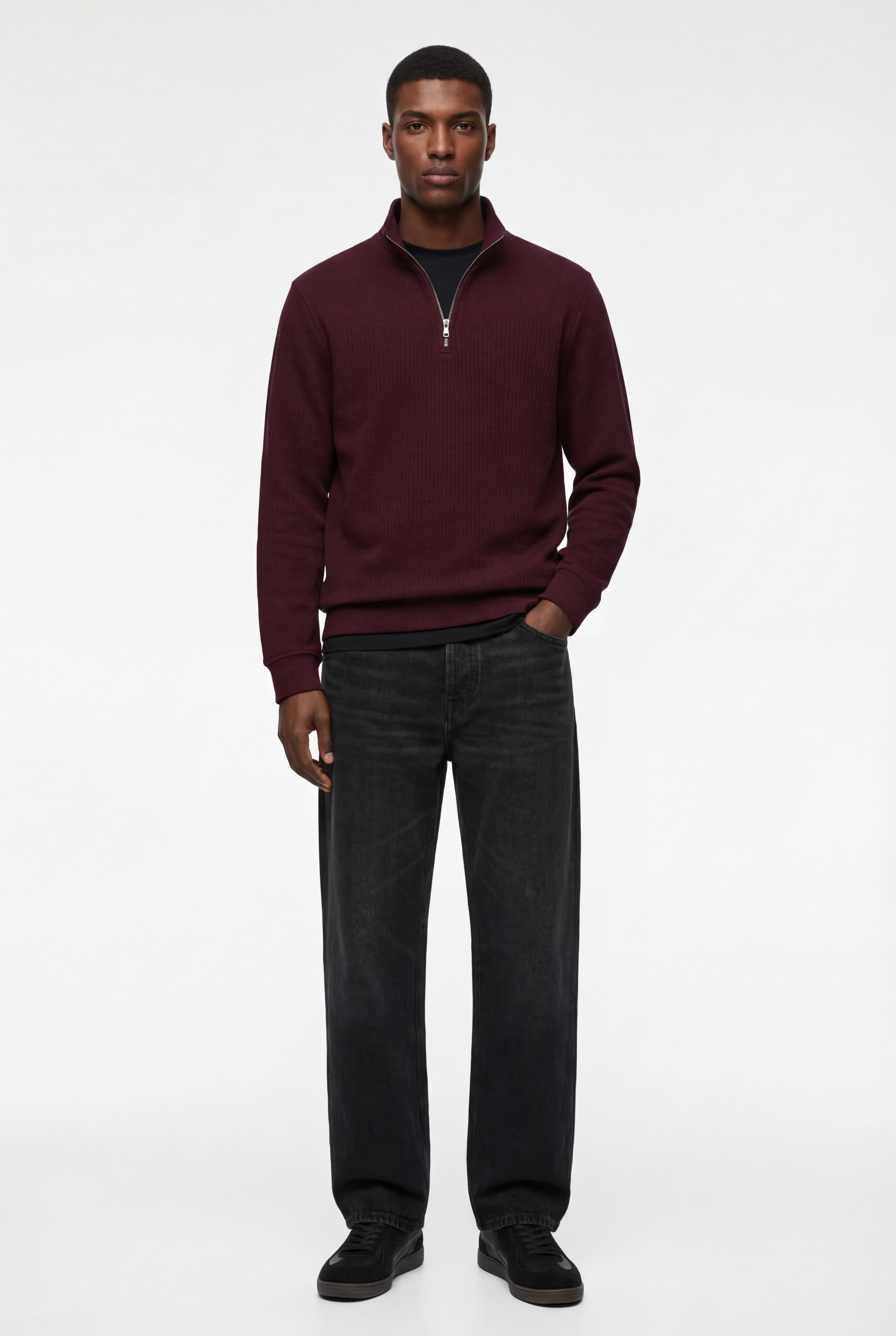   Regular Fit Uzun Kollu Yarım Fermuarlı Sweatshirt