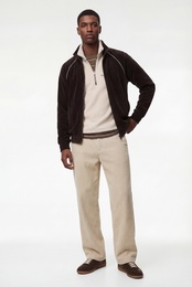 Uzun Kollu Cepli Fermuarlı Dik Yaka Polar Hırka