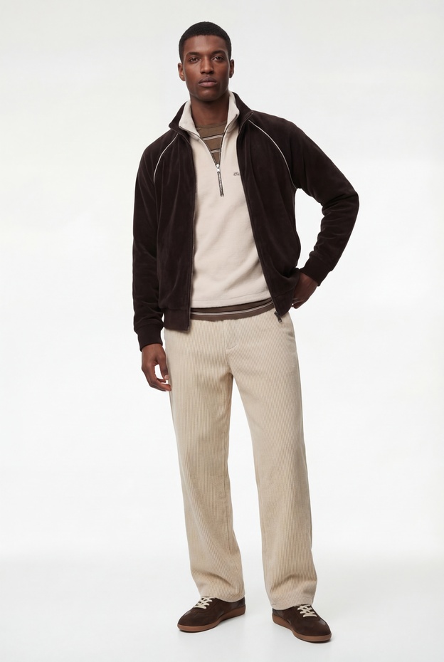  Uzun Kollu Cepli Fermuarlı Dik Yaka Polar Hırka