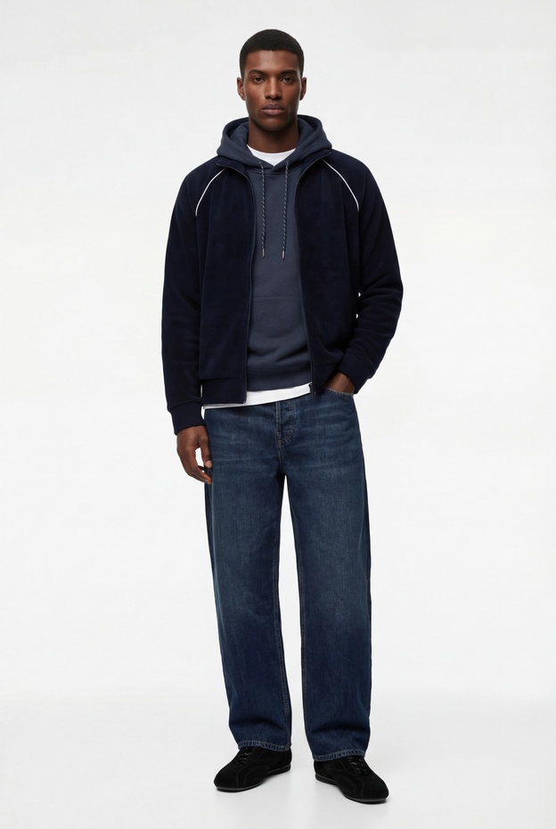  Uzun Kollu Cepli Fermuarlı Dik Yaka Polar Hırka