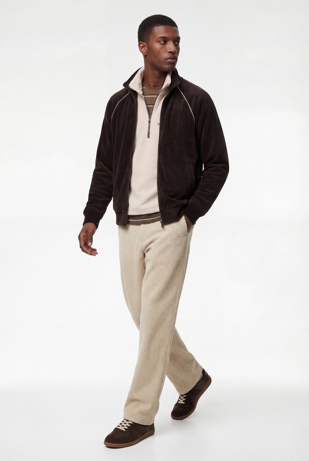  Uzun Kollu Cepli Fermuarlı Dik Yaka Polar Hırka