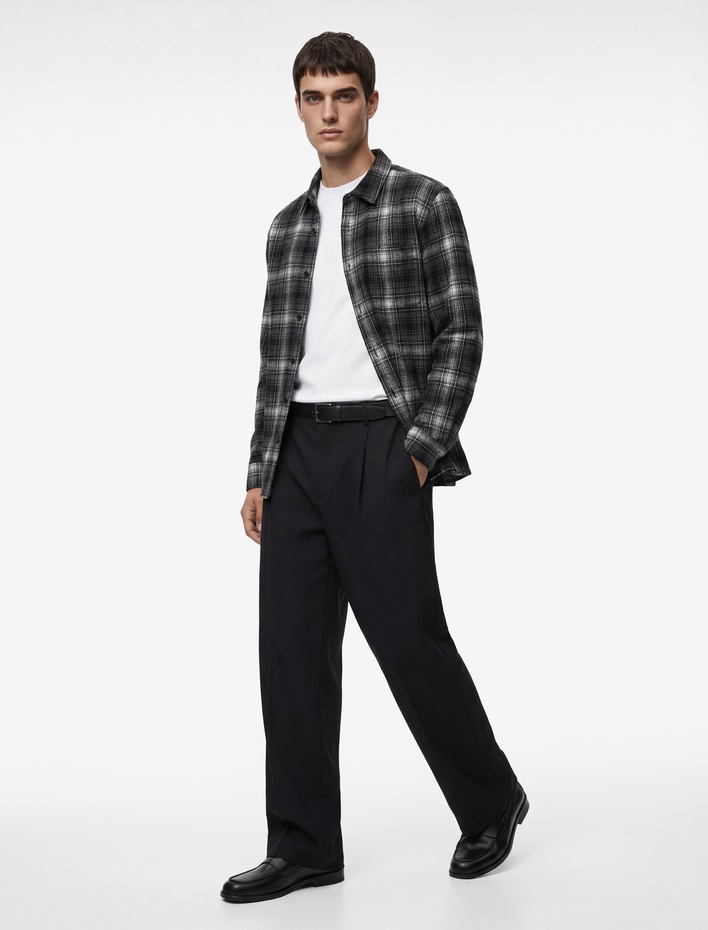  Regular Fit Uzun Kollu Düğmeli Klasik Yaka Oduncu Gömleği