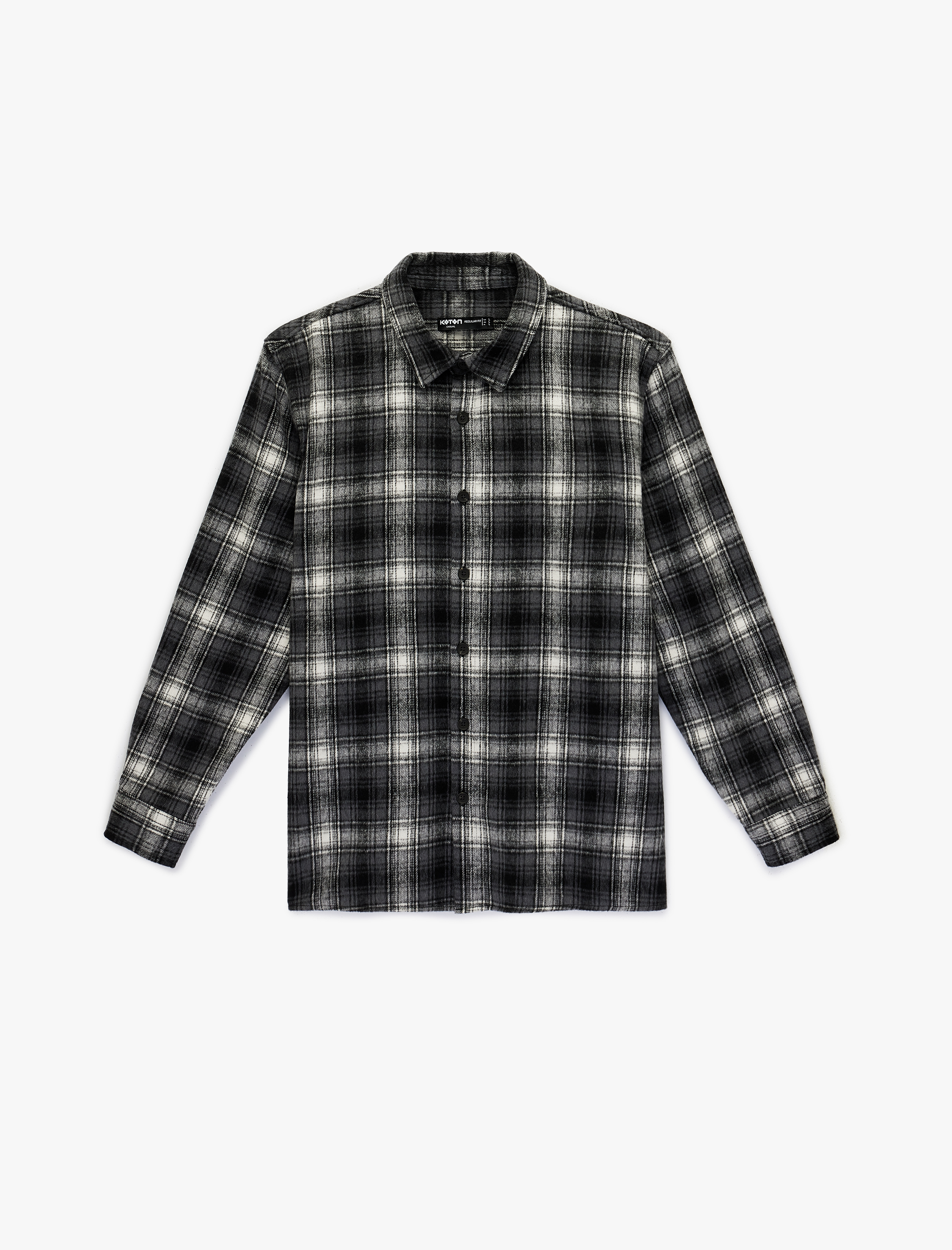   Regular Fit Uzun Kollu Düğmeli Klasik Yaka Oduncu Gömleği