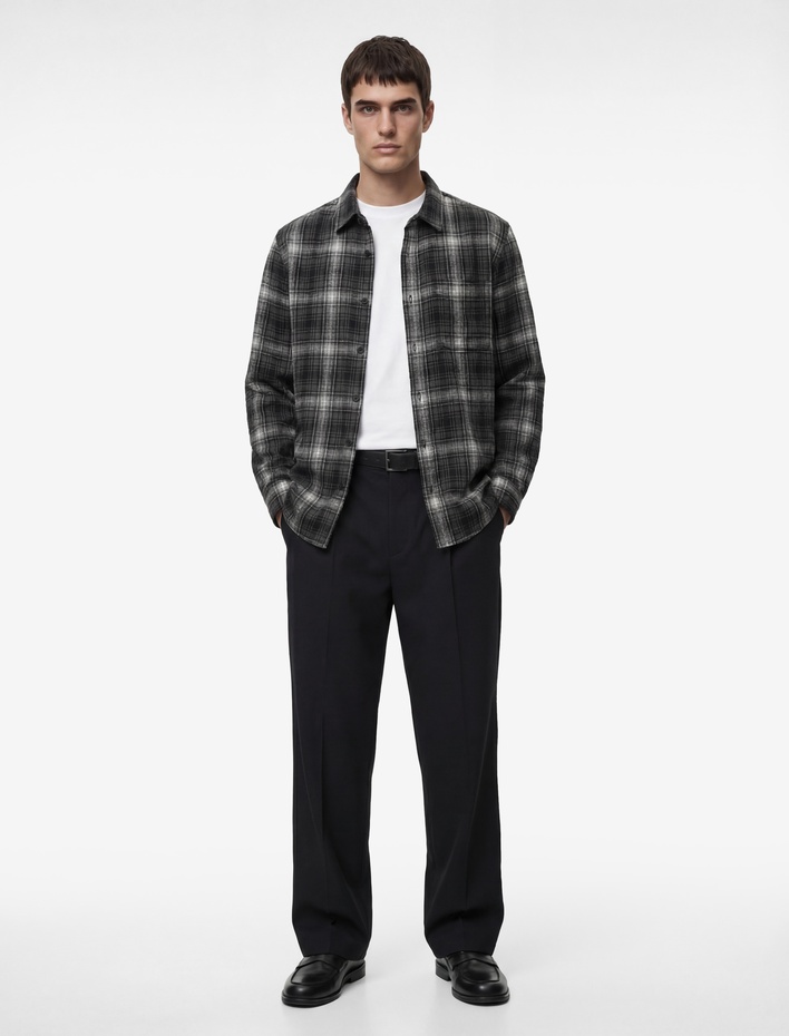  Regular Fit Uzun Kollu Düğmeli Klasik Yaka Oduncu Gömleği