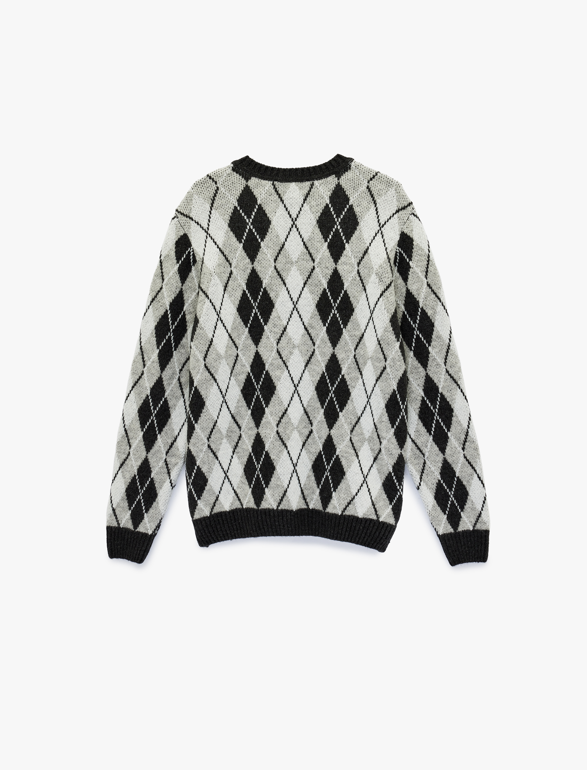   Uzun Kollu Bisiklet Yaka Baklava Desenli Triko Kazak