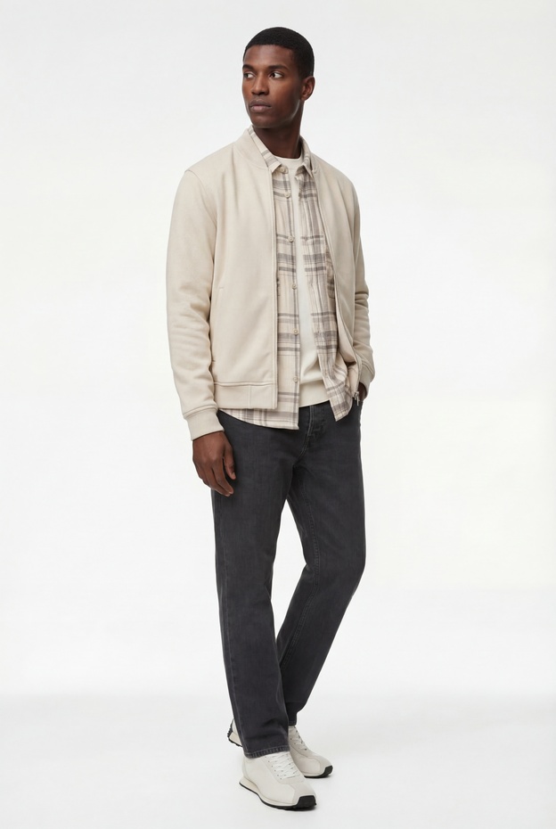  Şardonlu Uzun Kollu Cep Detaylı Basic Fermuarlı Hırka