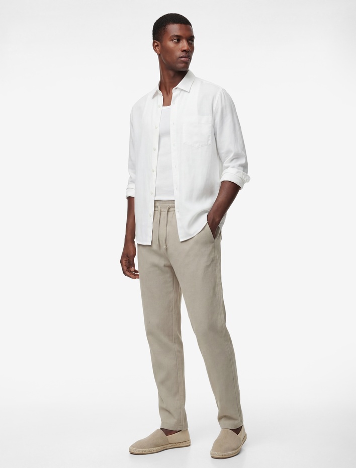  Duble Paça Cepli Viskon Karışımlı Beli Bağcıklı Pantolon