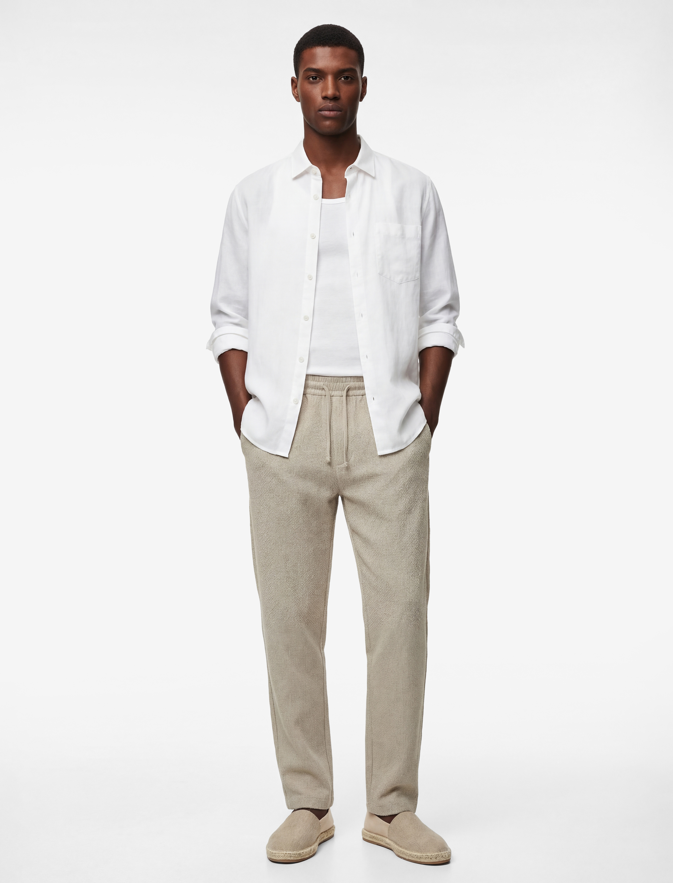   Duble Paça Cepli Viskon Karışımlı Beli Bağcıklı Pantolon