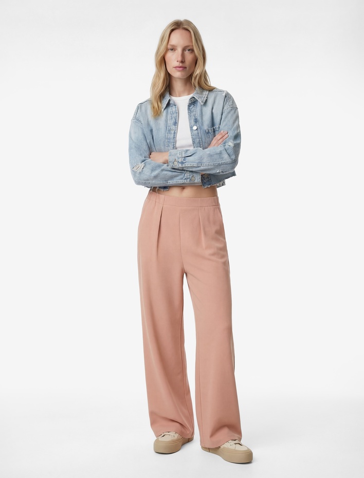  Yüksek Bel Lastikli Pamuklu Normal Paça Cepli Eşofman Altı