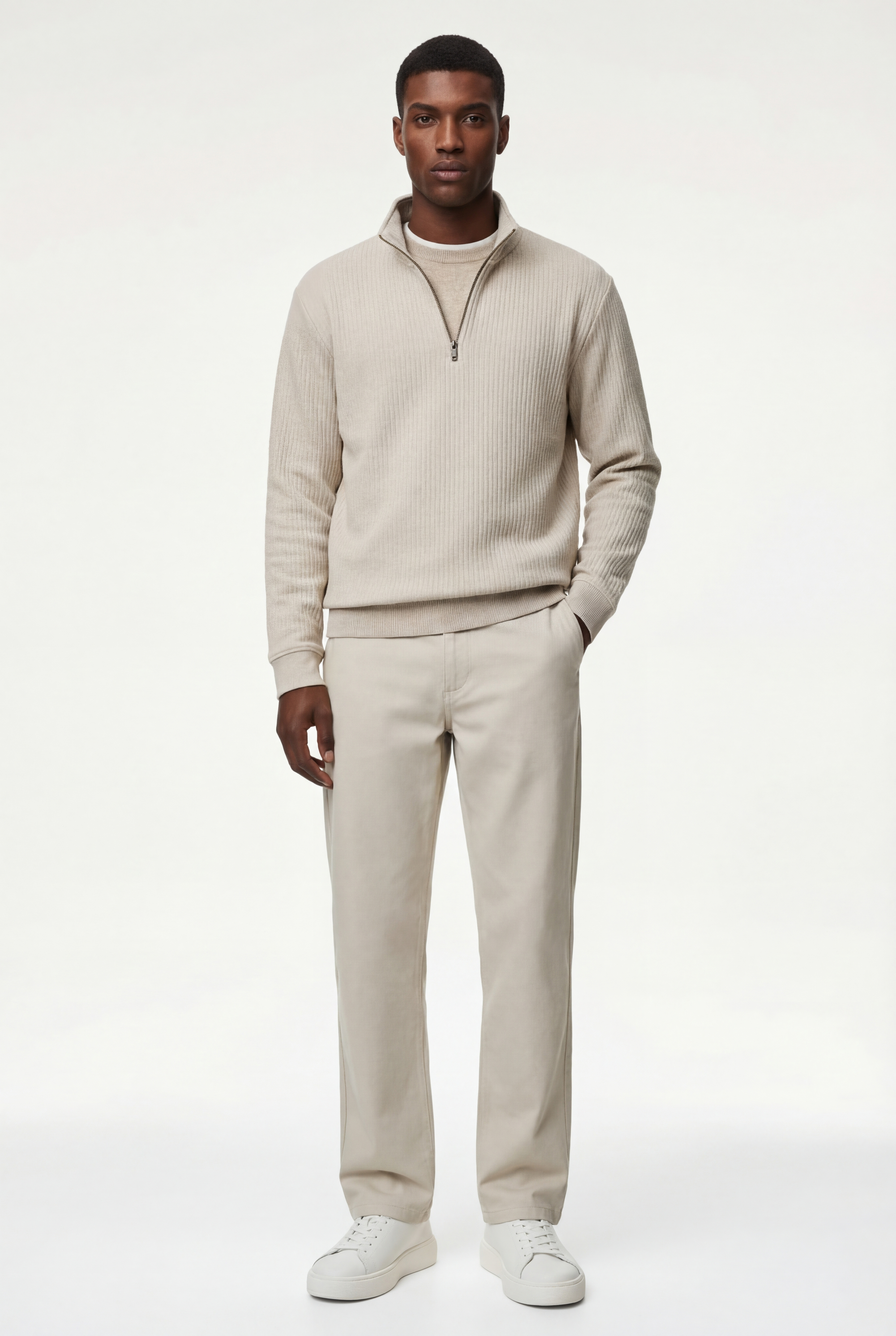   Regular Fit Uzun Kollu Yarım Fermuarlı Sweatshirt