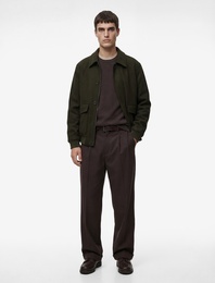 Gömlek Yaka Uzun Kollu Regular Fit Kaşe Bomber Ceket