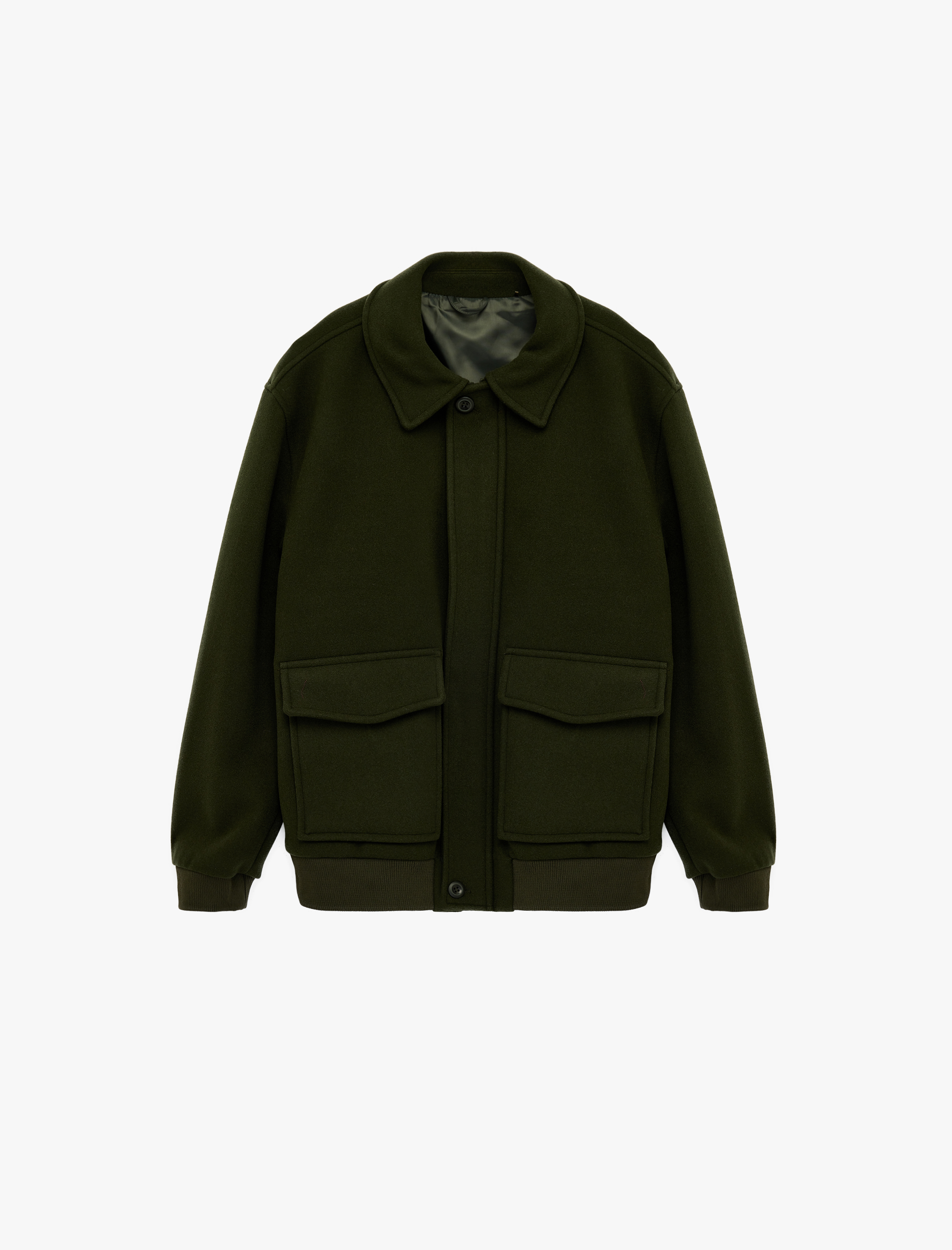   Gömlek Yaka Uzun Kollu Regular Fit Kaşe Bomber Ceket