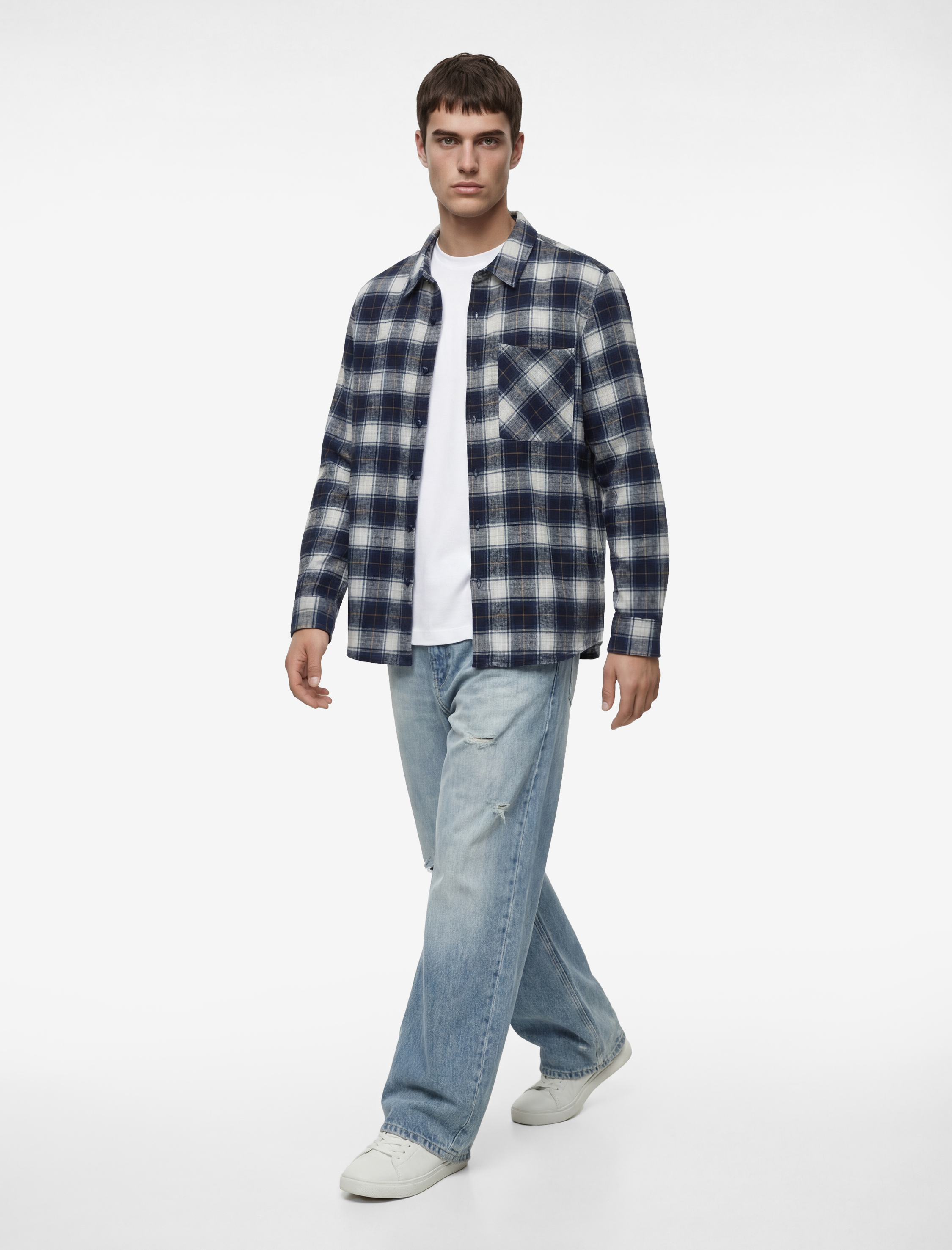   Regular Fit Uzun Kollu Cepli Klasik Yaka Oduncu Gömleği