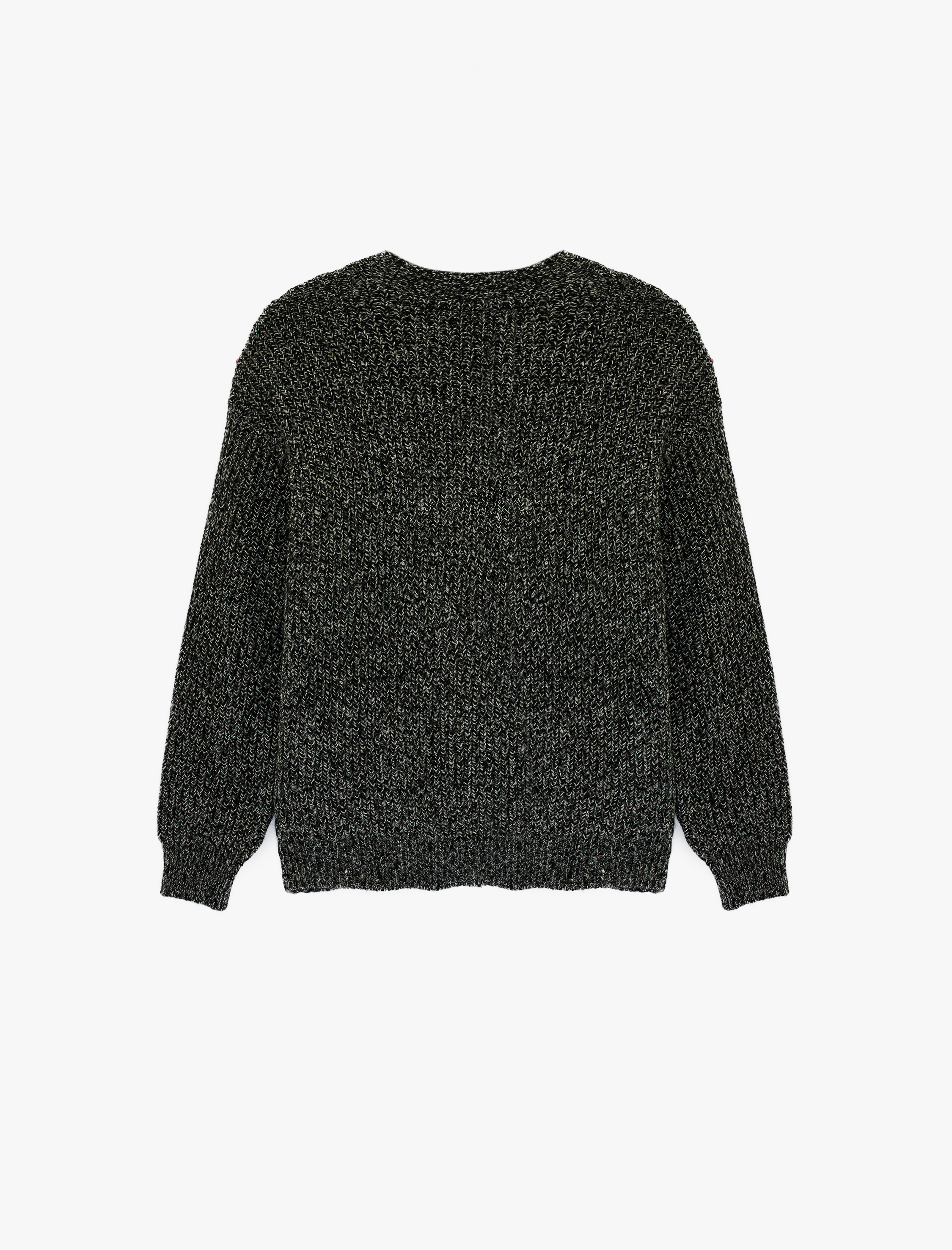   Uzun Kollu Cepli Düğmeli V Yaka Triko Hırka