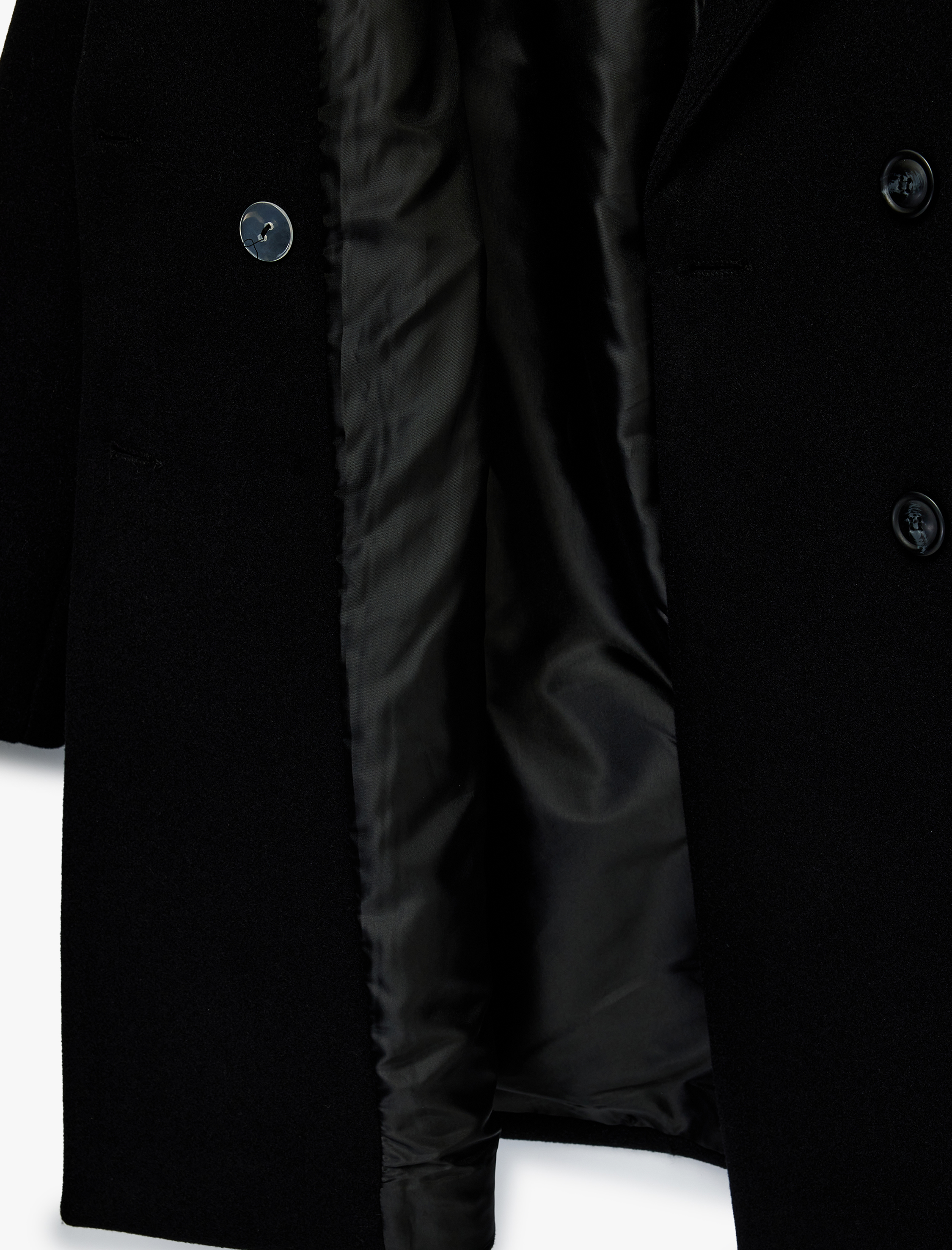   Uzun Kollu Çıkarılabilir Suni Kürk Yakalı Kruvaze Kaşe Kaban