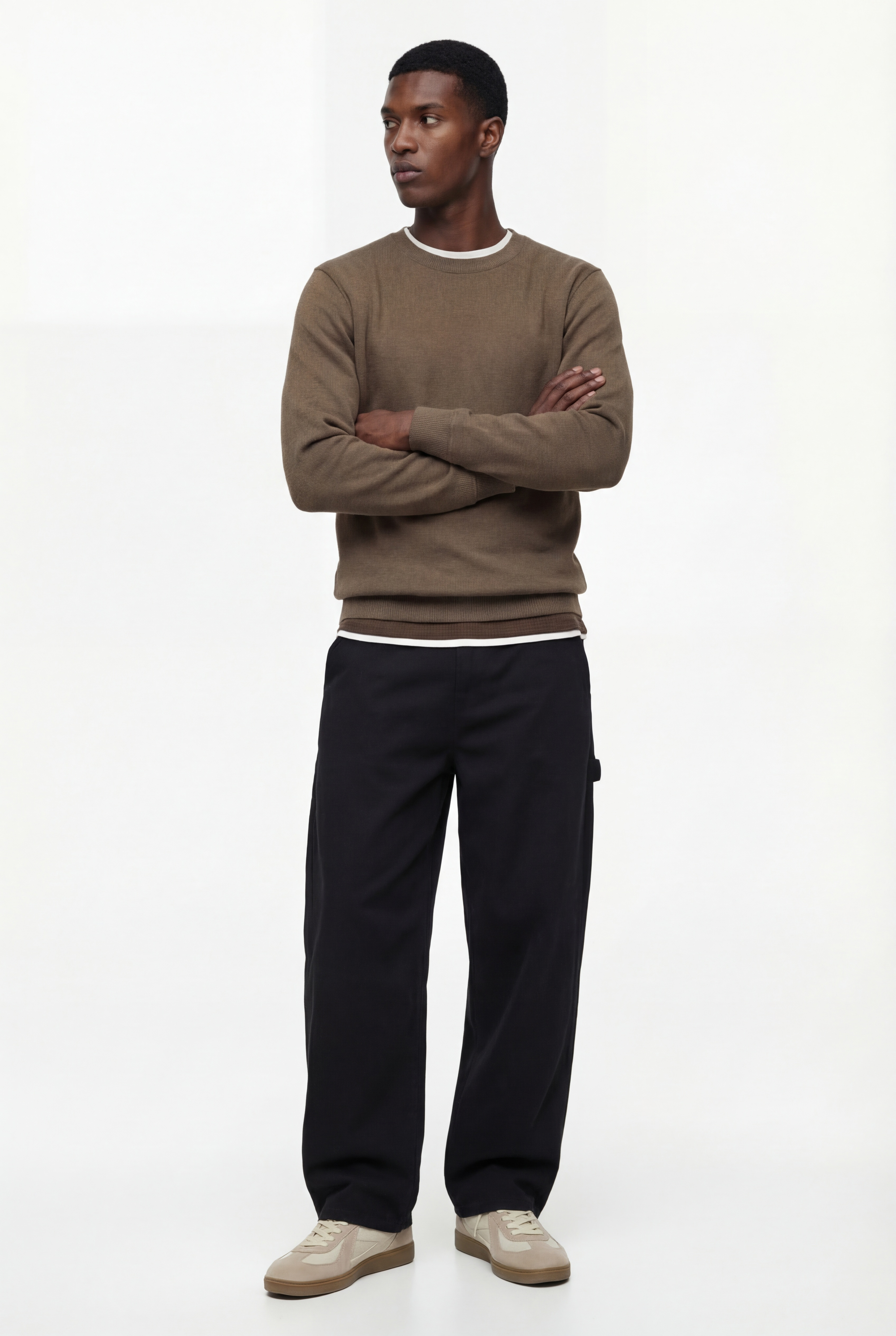   Pamuklu Uzun Kollu Şardonlu Bisiklet Yaka Erkek Basic Sweatshirt