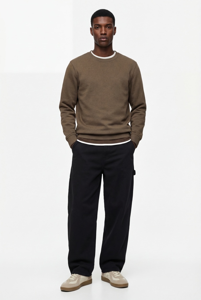 Koton Erkek Pamuklu Uzun Kollu Şardonlu Bisiklet Yaka Erkek Basic Sweatshirt
