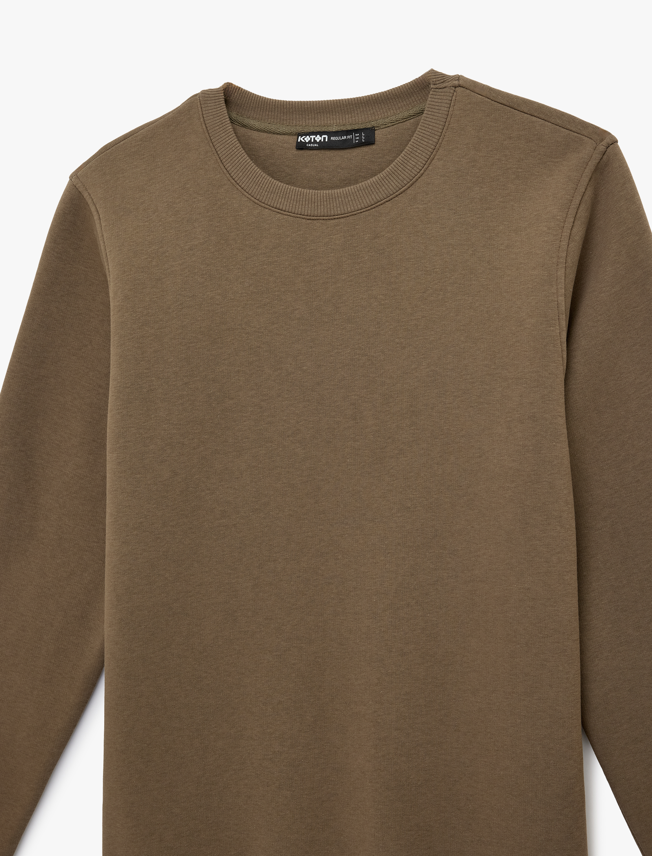   Pamuklu Uzun Kollu Şardonlu Bisiklet Yaka Erkek Basic Sweatshirt