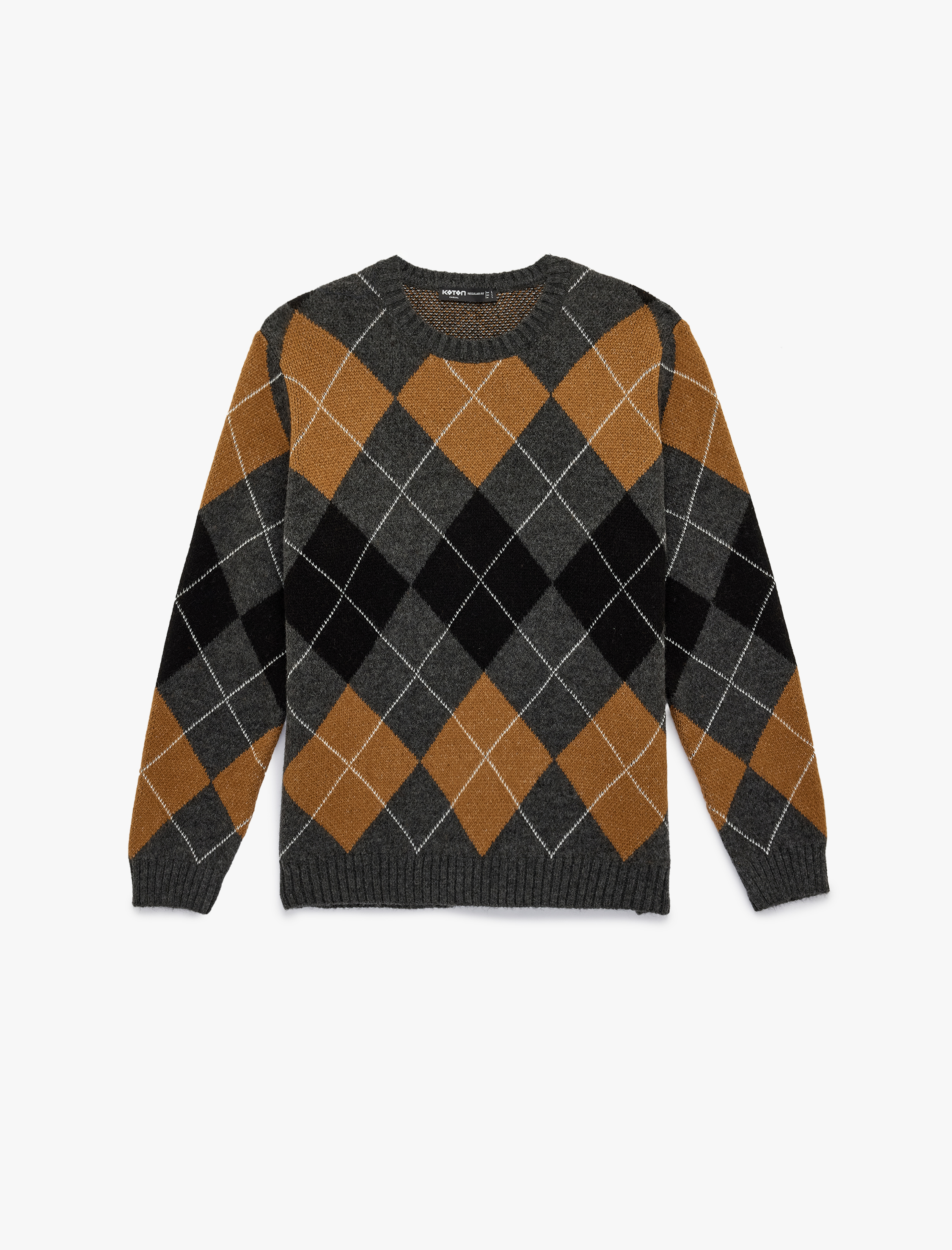   Uzun Kollu Baklava Desenli Bisiklet Yaka Triko Kazak