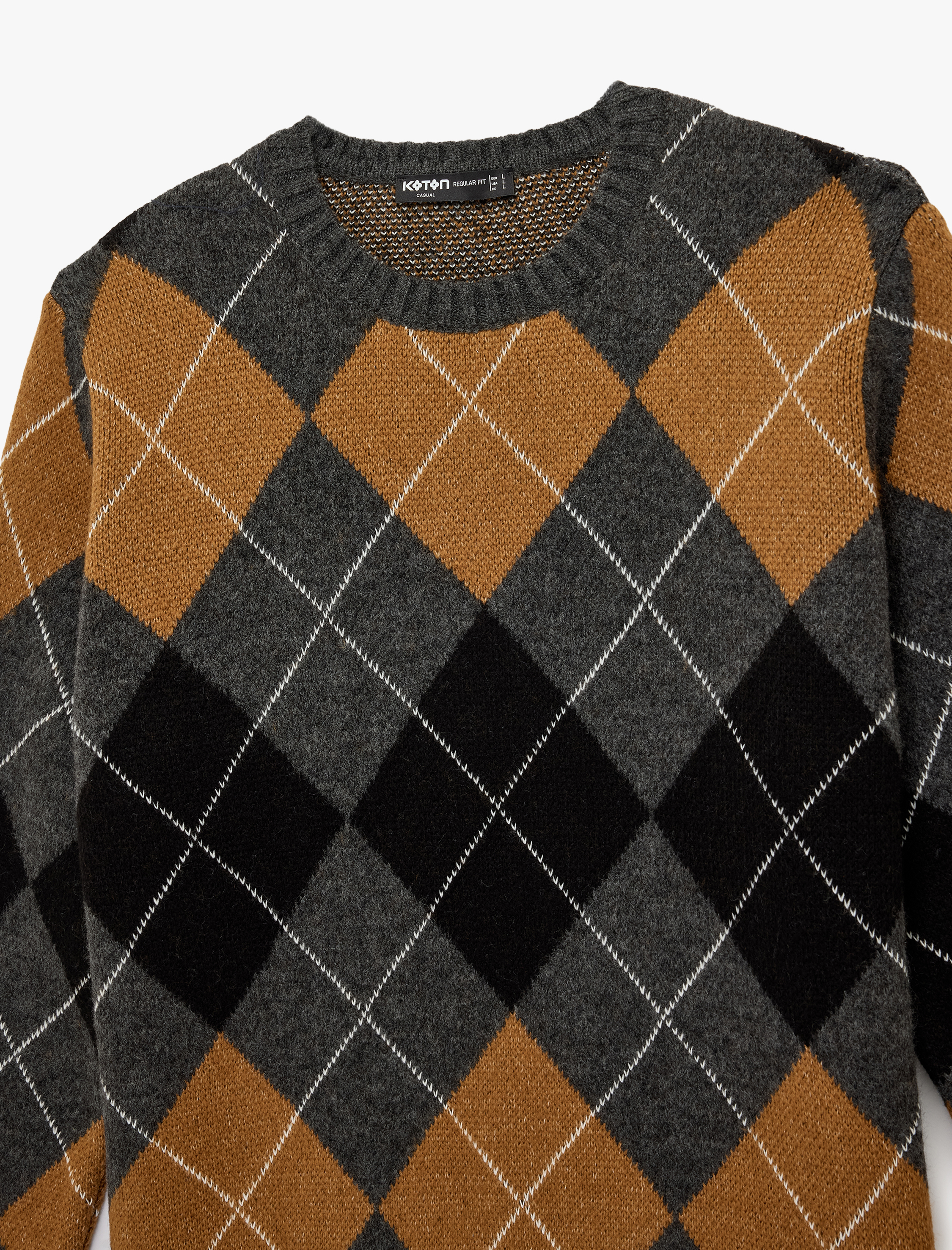   Uzun Kollu Baklava Desenli Bisiklet Yaka Triko Kazak