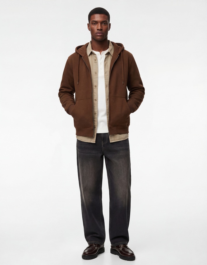  Uzun Kollu Şardonlu Cep Detaylı Fermuarlı Hırka