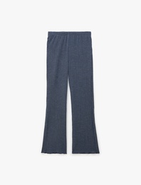 Yüksek Bel Dar Kesim Bürümcük İspanyol Paça Tayt Pantolon