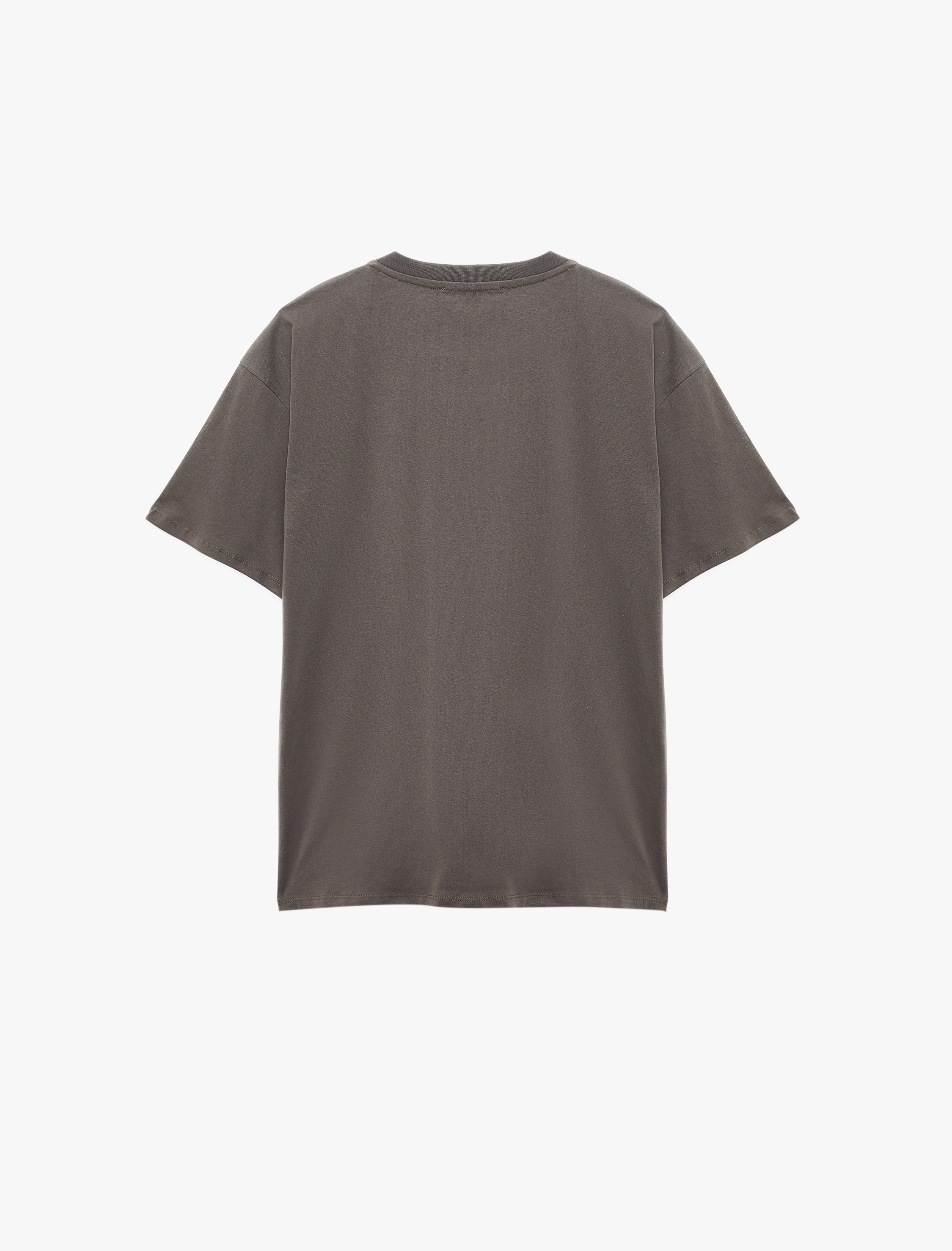   Kısa Kollu Bisiklet Yaka Ayıcık Baskılı Oversize Tişört