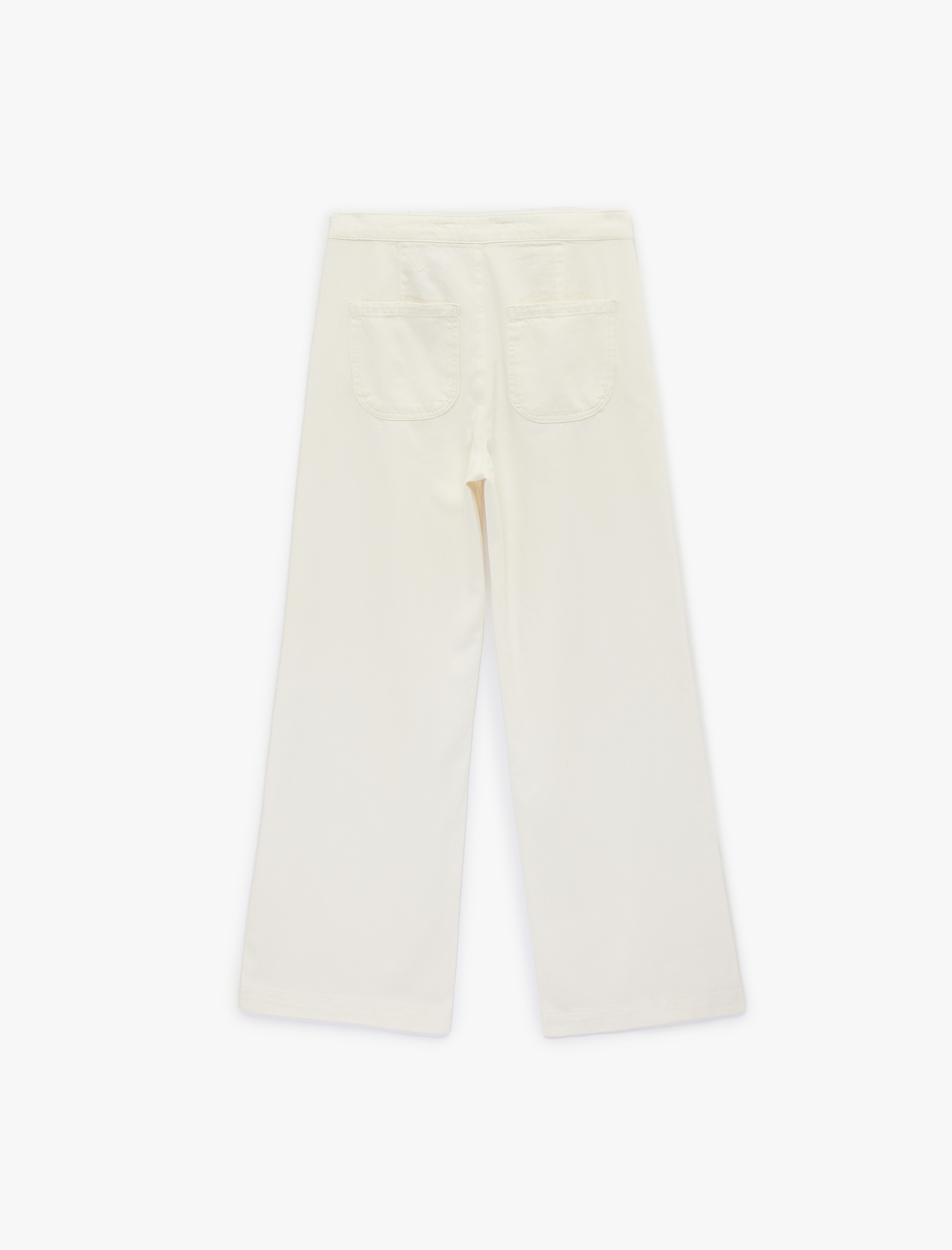   Düğme Detaylı Cepli Geniş Paça Denim Pantolon -  Wide Leg Jeans