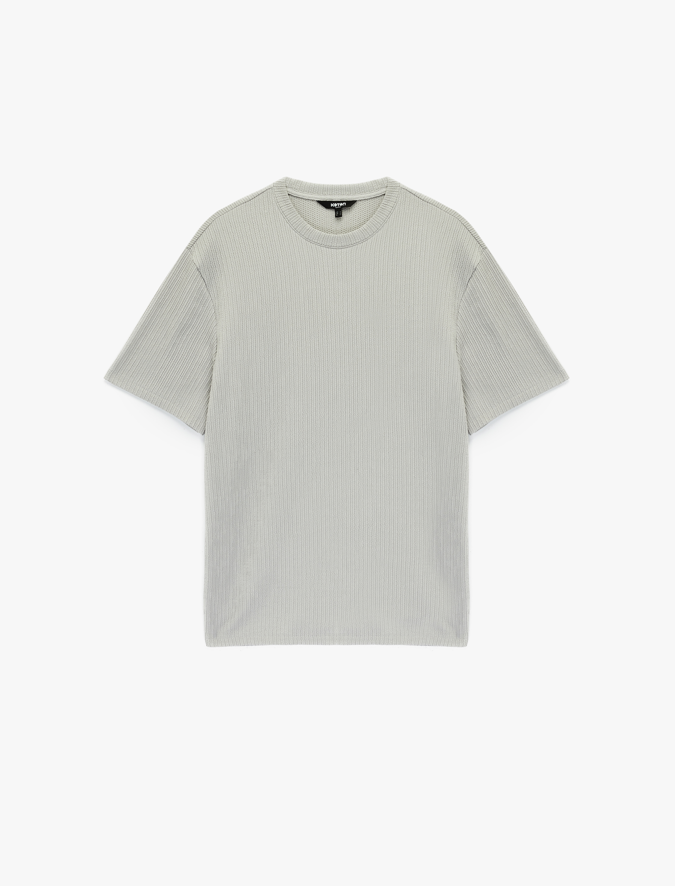   Regular Fit Dokulu Kısa Kollu Basic Bisiklet Yaka Tişört