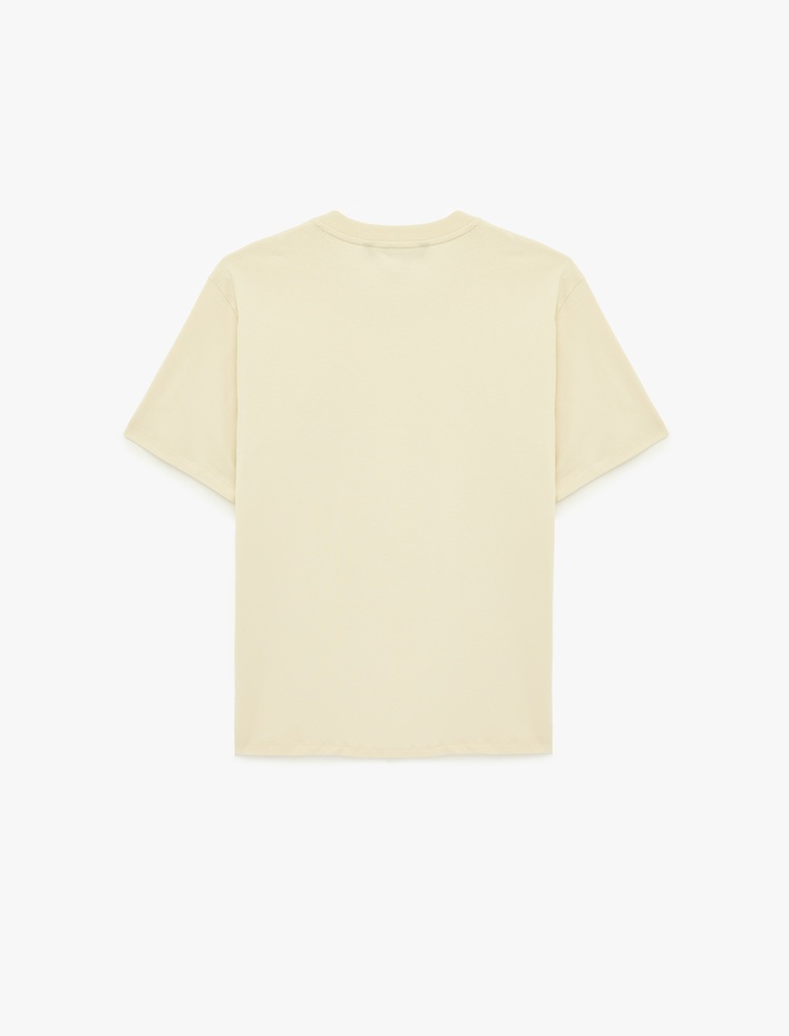  Regular Fit Kısa Kollu Pamuklu Bisiklet Yaka Baskılı Tişört