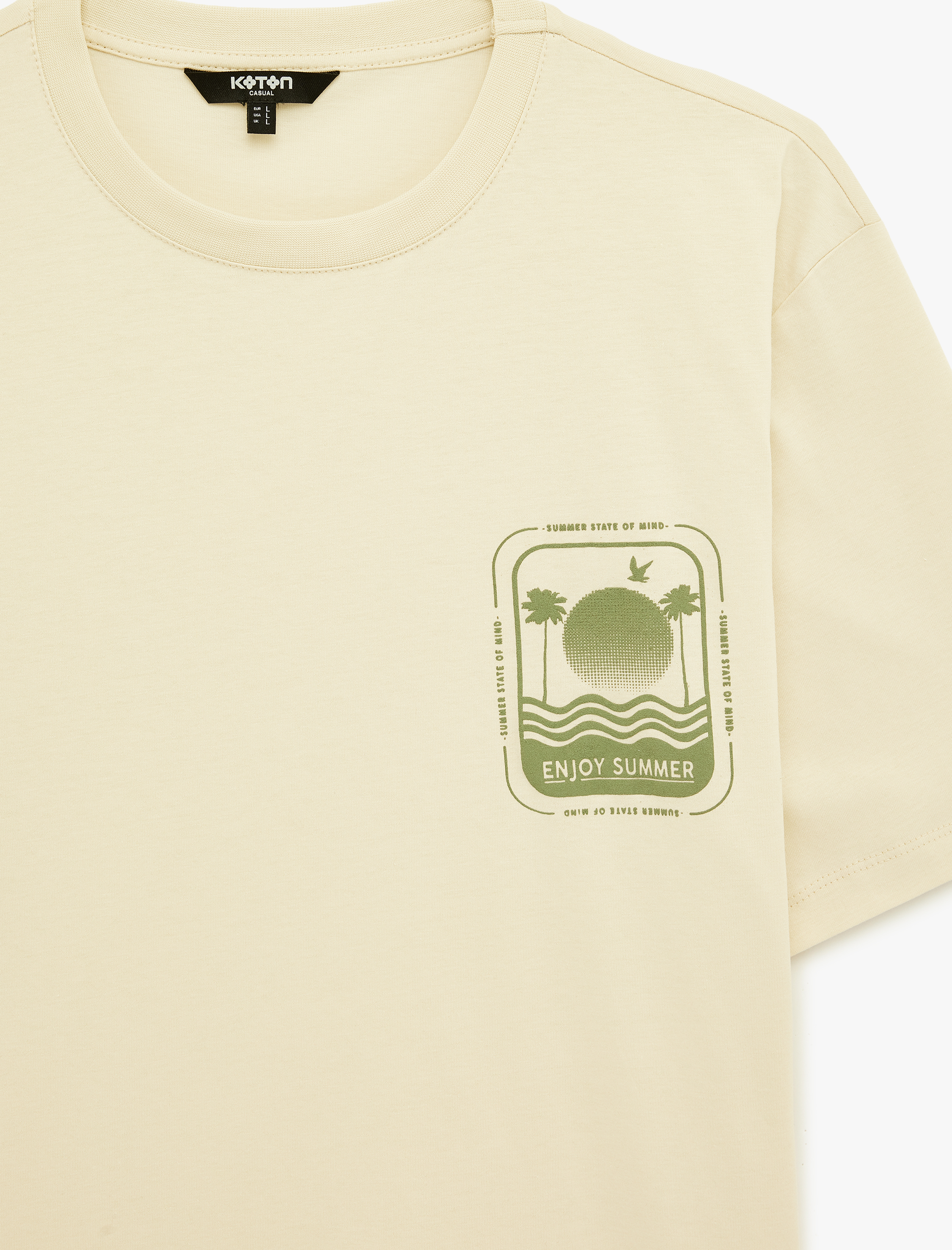   Regular Fit Kısa Kollu Pamuklu Bisiklet Yaka Baskılı Tişört