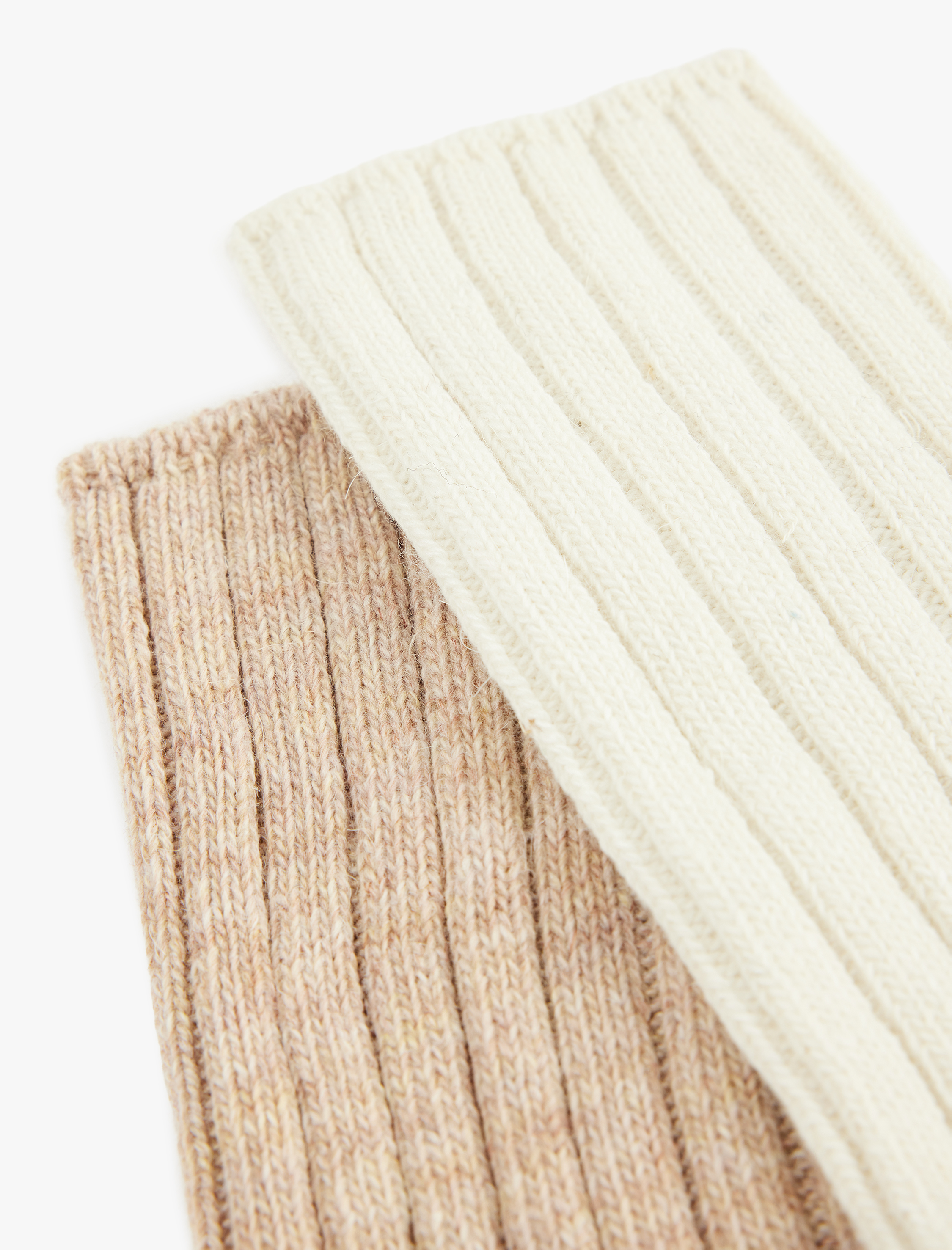  Kadın Fitilli Koyun Yünü Karışımlı 2'li Kalın Soket Çorap Seti